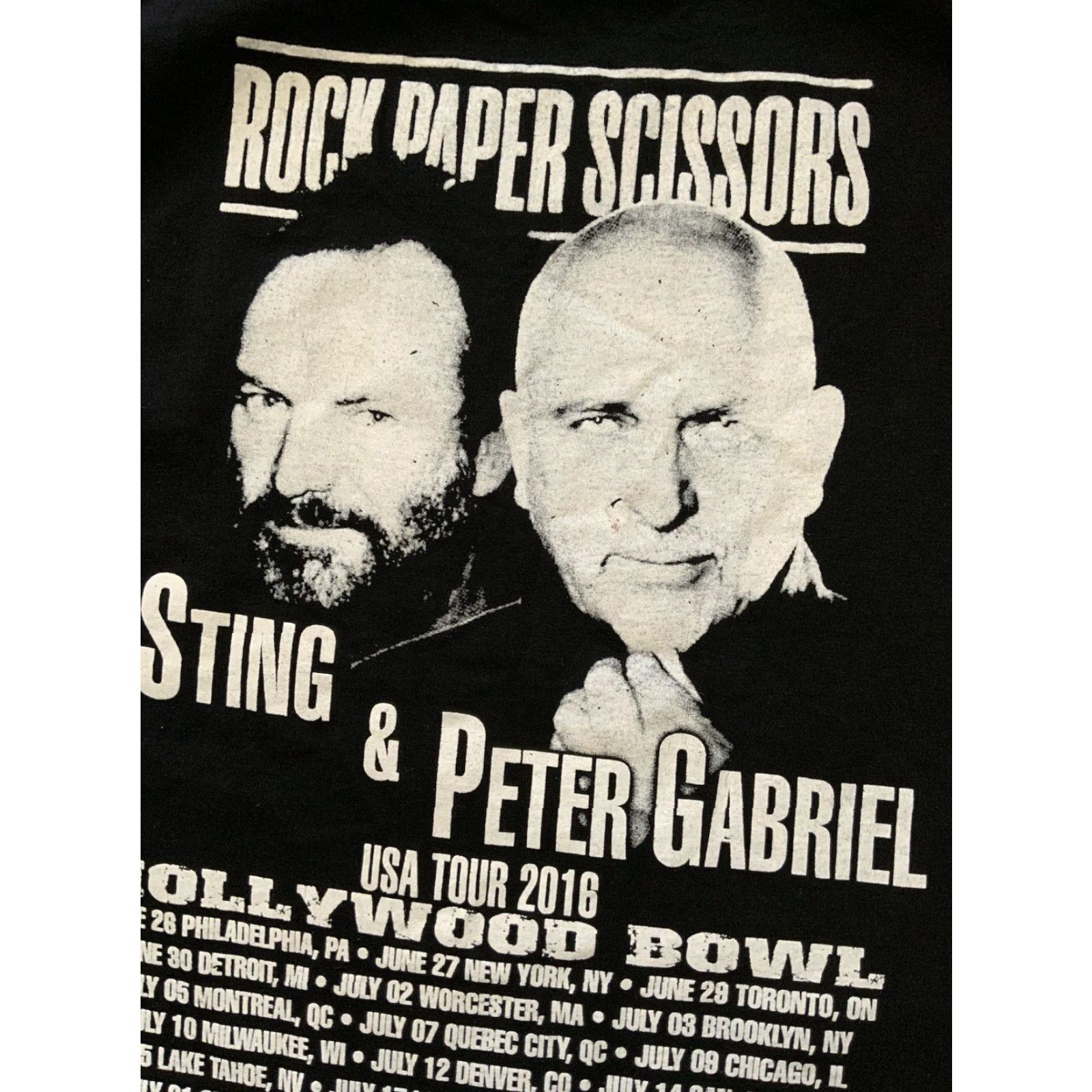 Vintage Sting & Peter Gabriel Rock Paper Scissors Hollywood Bowl World Tour 2016 T-Shirt Size US M / EU 48-50 / 2 - 6 Thumbnail