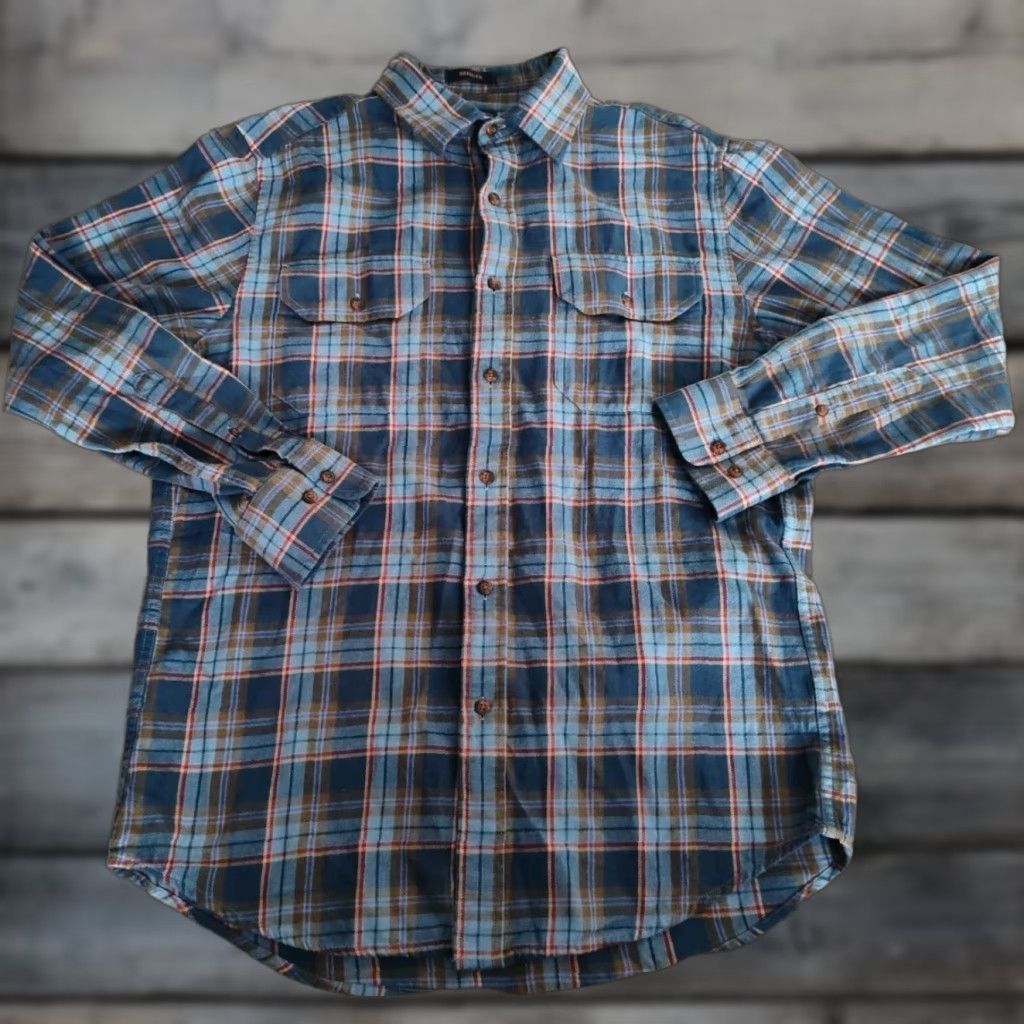 Pendleton VINTAGE Pendleton Bridger Mens Blue Plaid Flannel Button-Down Shirt Medium Casual Winter Wool Cotton Size US M / EU 48-50 / 2 - 1 Thumbnail