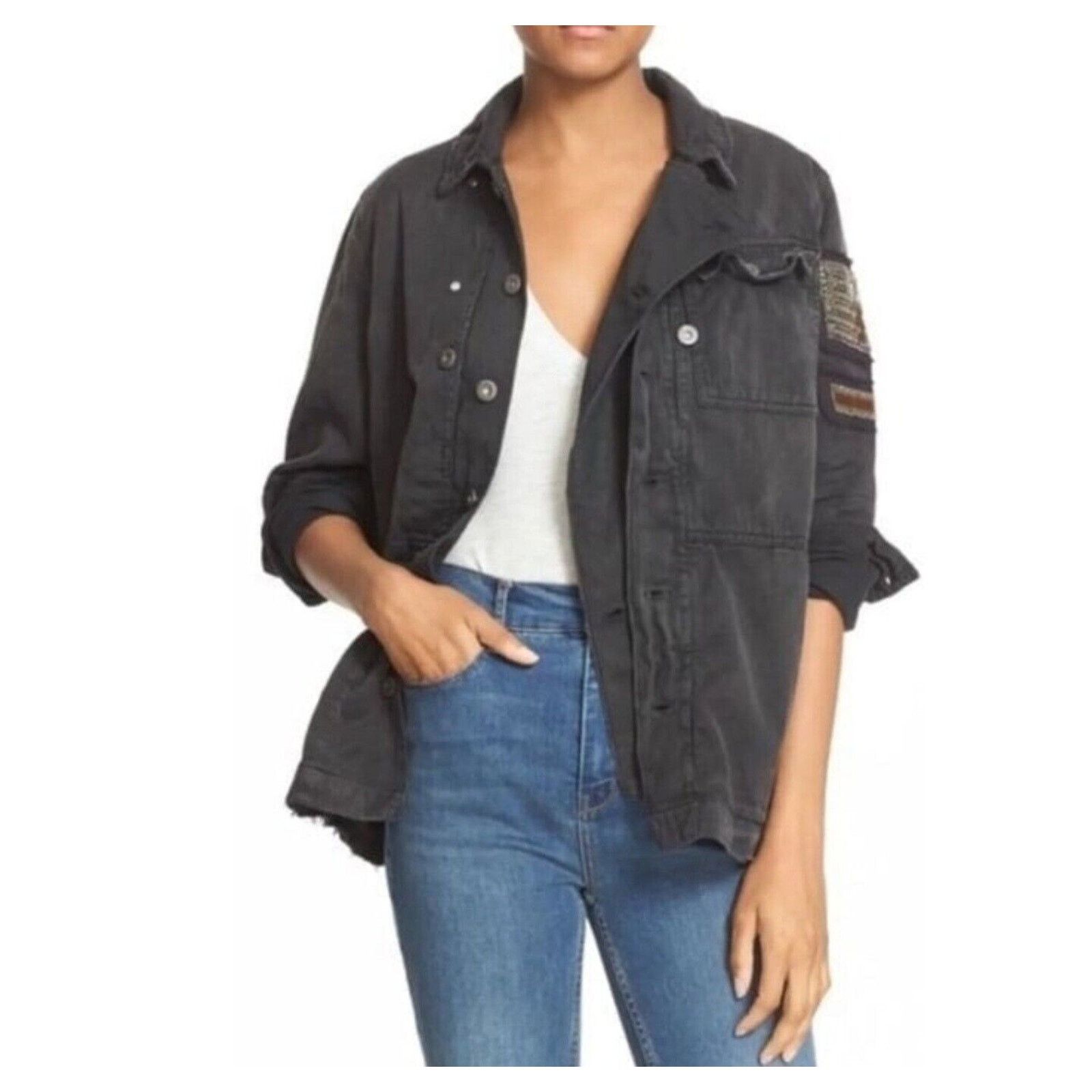 Free People Free People Embellished Military Utilitarian Jacket Eagle Size M / US 6-8 / IT 42-44 - 3 Thumbnail