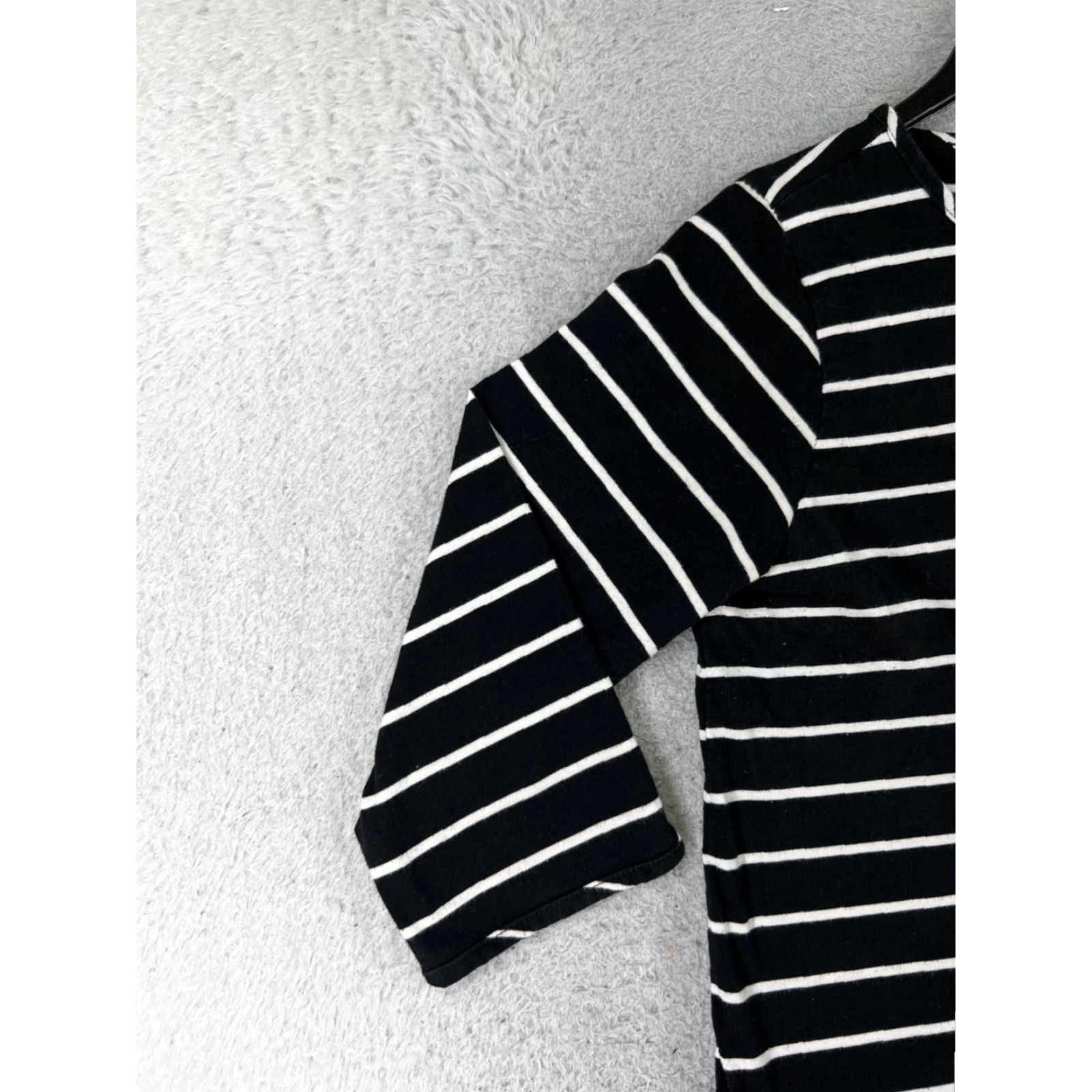 Bob Mackie Bob Mackie Wearable Art Shirt Womens XS Black White Stripe Round Neck Cotton Blend Jersey 3/4 Sleeve Embroidered Vintage No Size XS / US 0-2 / IT 36-38 - 3 Thumbnail