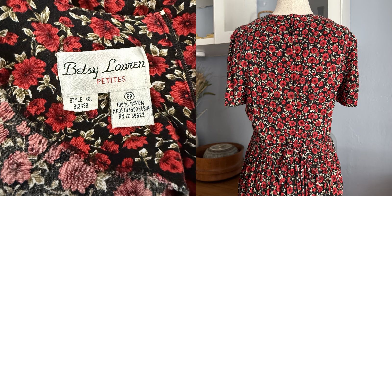 Vintage VINTAGE Betsy Lauren Maxi Dress 90s Floral Prairie Fairy Grunge Cottage 6P Womens Size M / US 6-8 / IT 42-44 - 8 Thumbnail