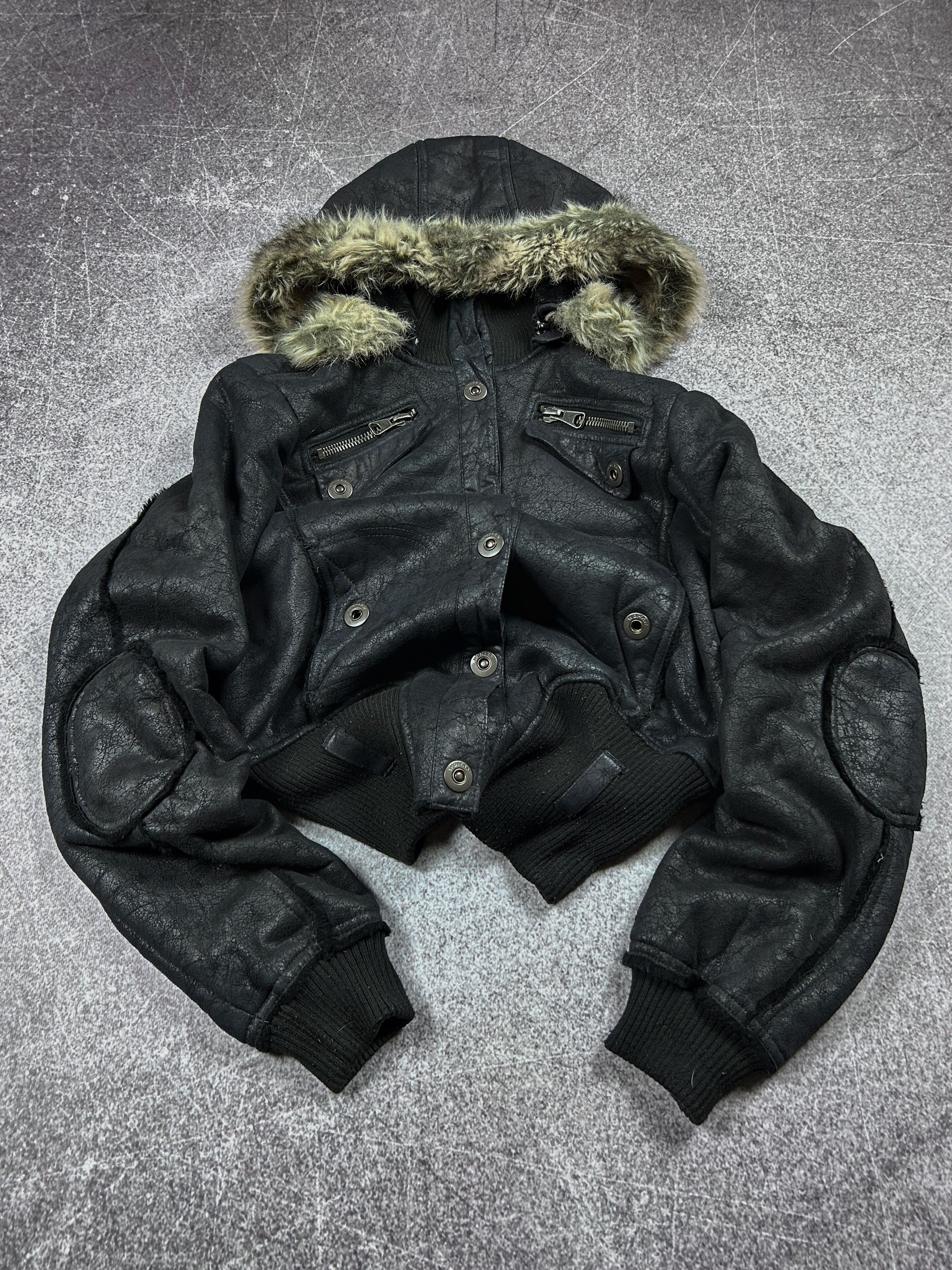Pre-owned Hysteric Glamour Vtg Rick Owens Opium Style Cargo Leather Fur Jacket 90's (size Small) In Multicolor