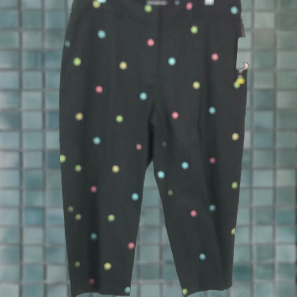 Vintage Briggs New York Womens Mid Rise Flower Print Casual Black Cropped Pant 14 Size 36" / US 14 / IT 50 - 1 Thumbnail