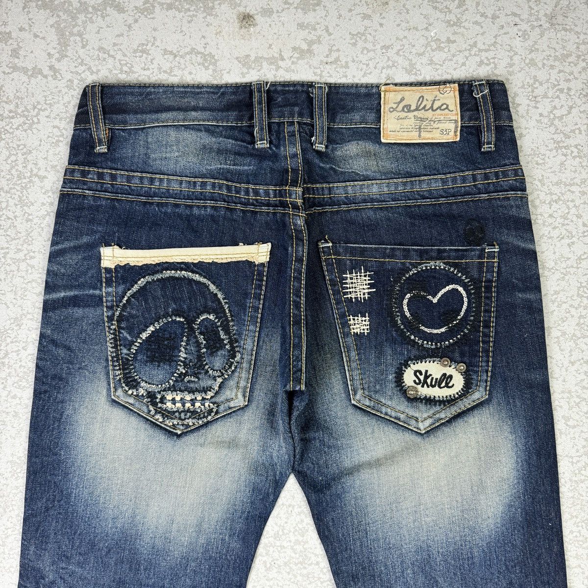If Six Was Nine Skull - Lolita Washed Hippie Blue Jeans Size US 32 / EU 48 - 7 Thumbnail