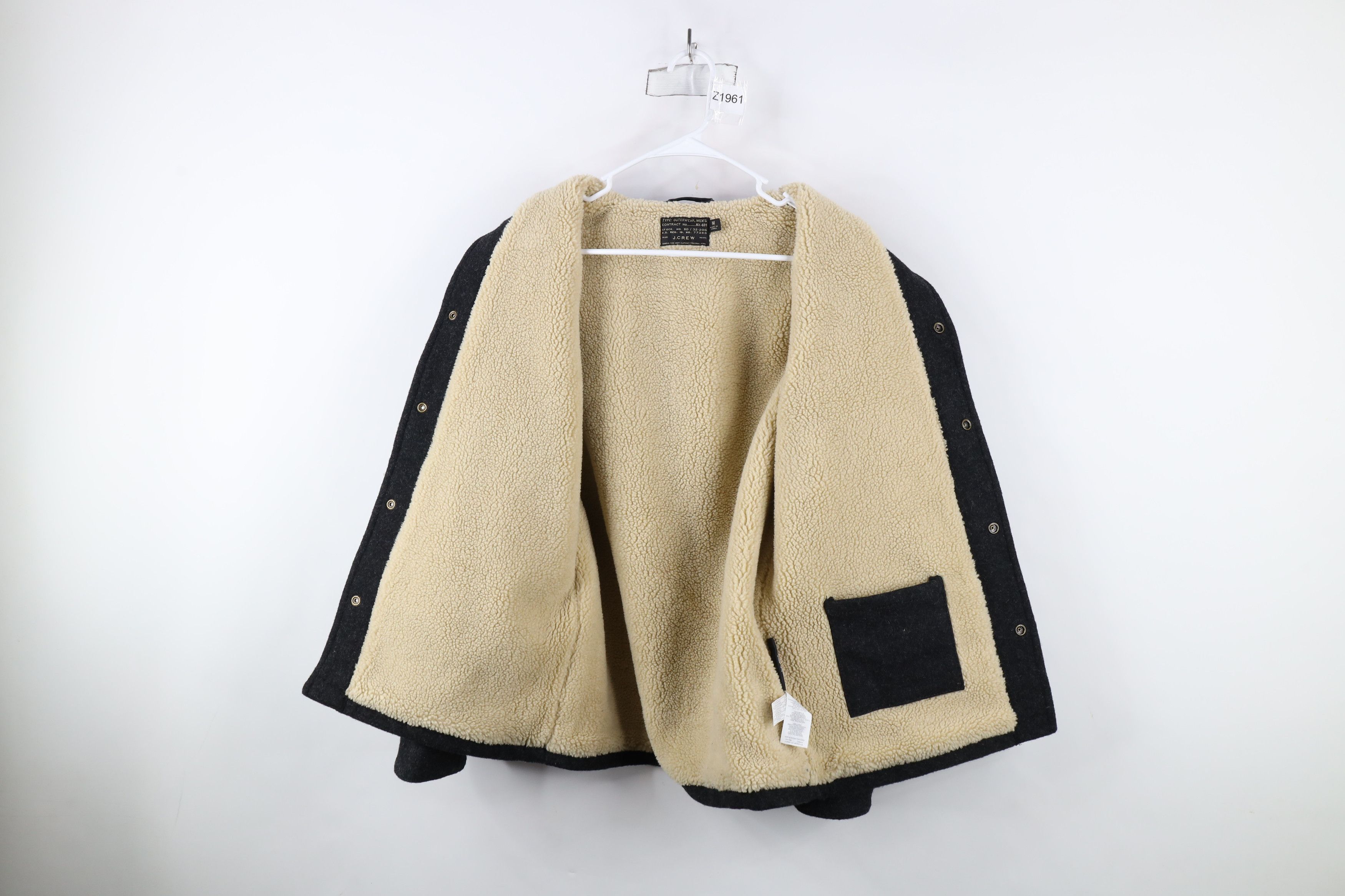 J.Crew × Vintage J Crew Pile Fleece Lined Wool Button Jacket Charcoal Gray Size US M / EU 48-50 / 2 - 7 Thumbnail