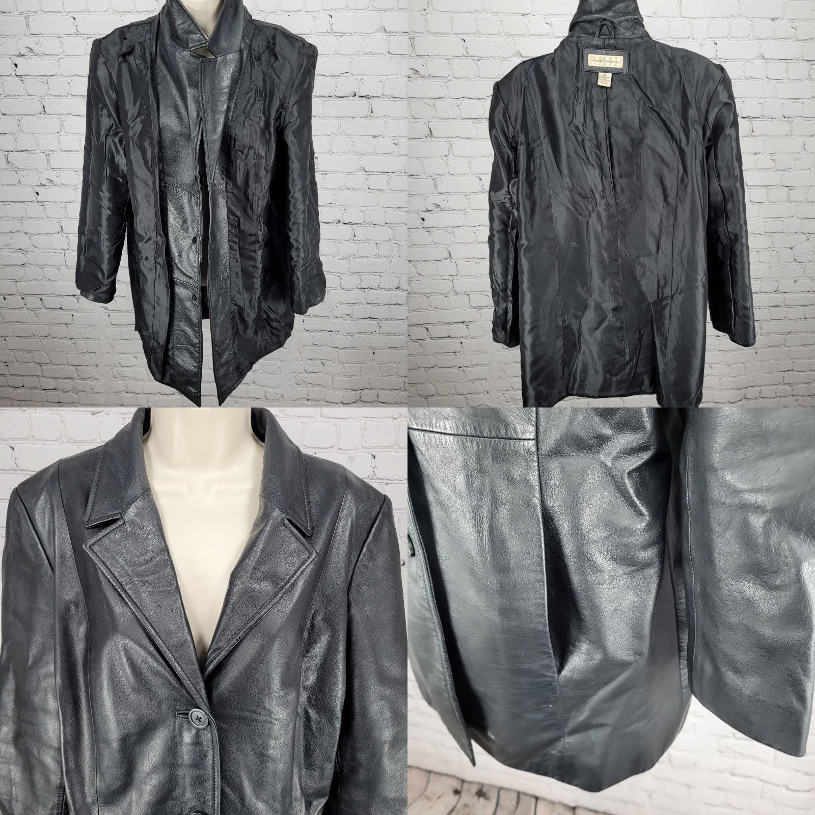Preston & York Preston & York Jacket Women Black Leather Buttoned Pockets M 90s Classic Casual Size M / US 6-8 / IT 42-44 - 8 Thumbnail