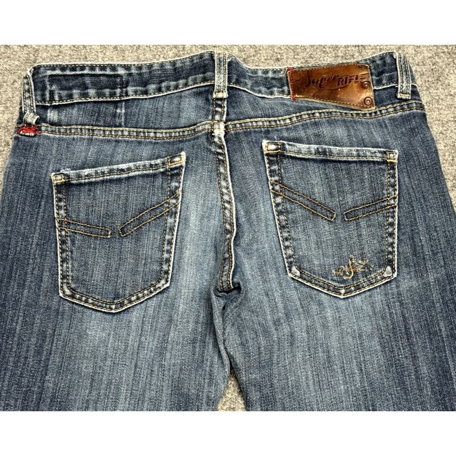 Denime Super Rifle Jeans Mens 30x29 Blue Denim Straight Regular 5-Pocket Distressed Button Zip Rise Low Inseam 29" Waist 30" Cotton Denim Vintage No Size US 30 / EU 46 - 2 Thumbnail