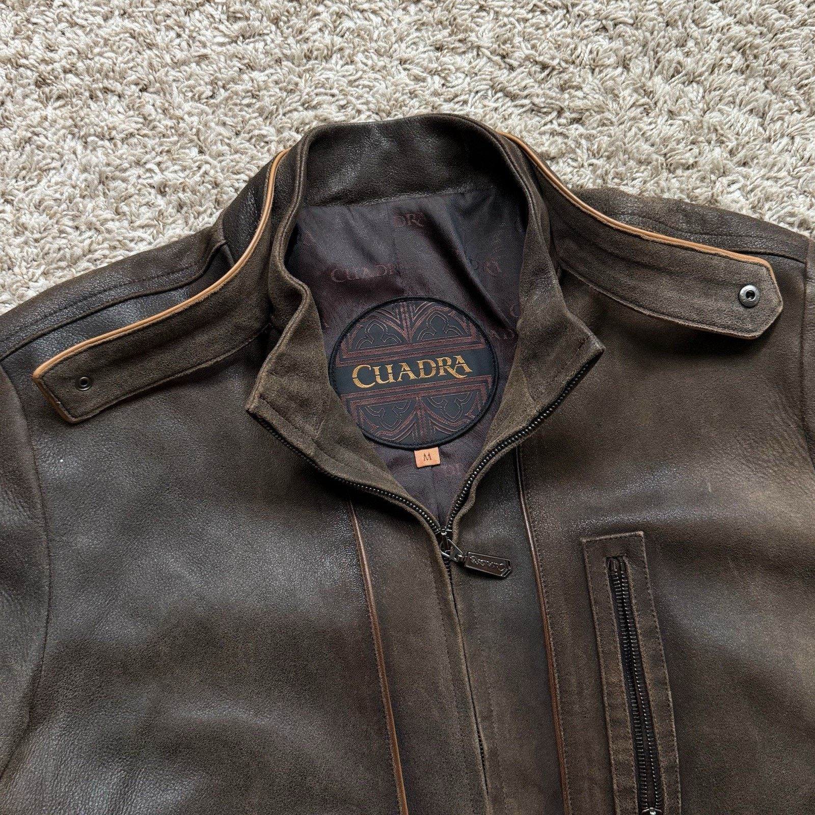 Cuadra Cuadra Brown Leather Jacket Honey Ovine Lamb Leather Moto Size US M / EU 48-50 / 2 - 2 Thumbnail