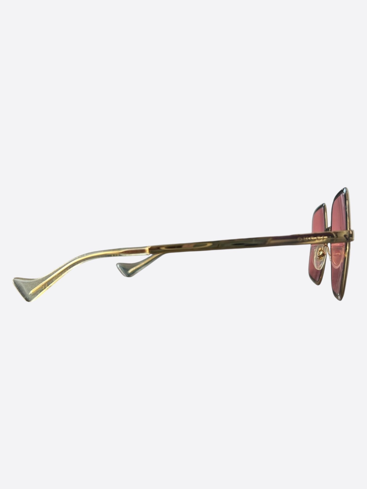 Gucci Gucci Gold & Pink Square Sunglasses Size ONE SIZE - 2 Thumbnail