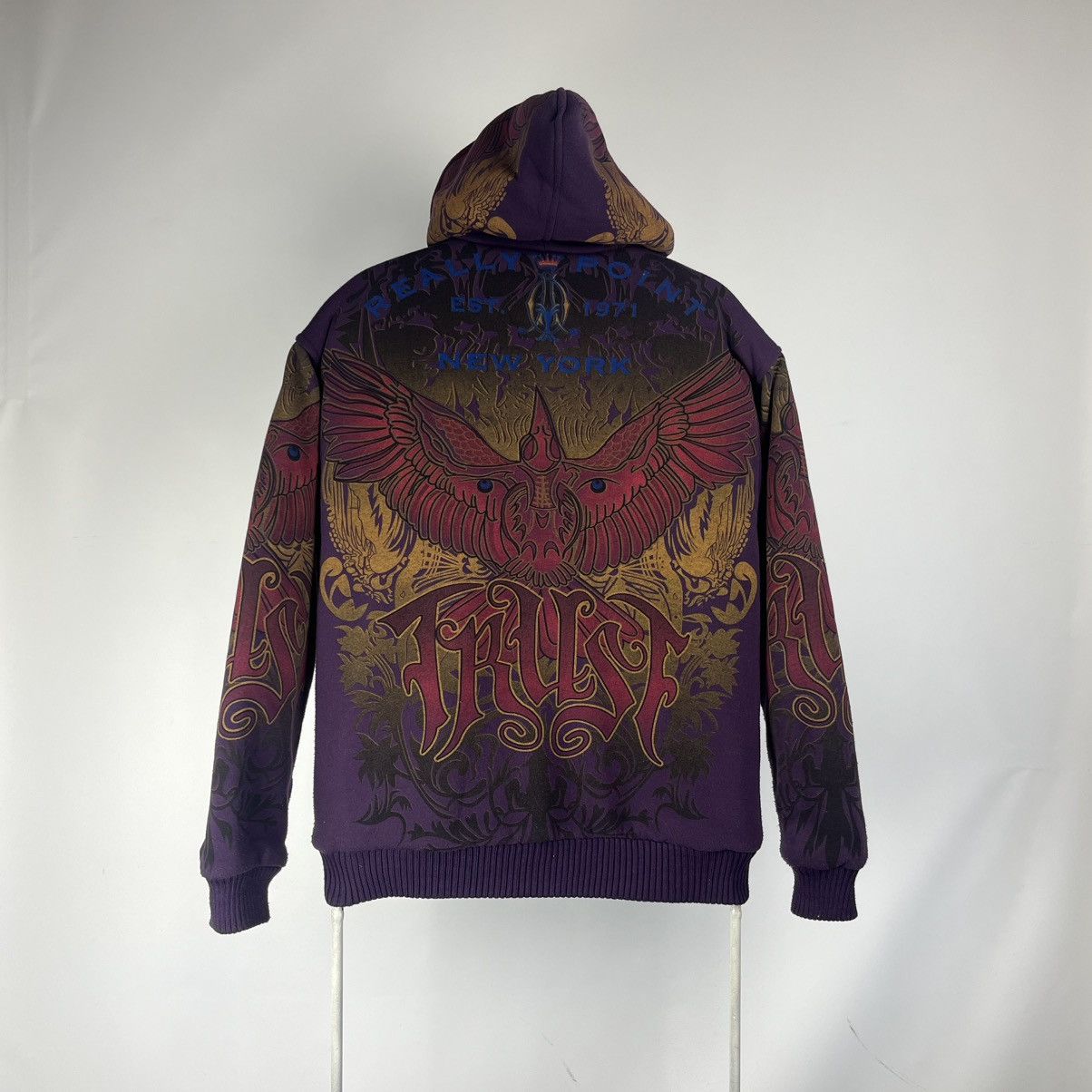 Ed Hardy Really Point Y2K Rhinestones Skull Print Zip Hoodie Jacket Size US L / EU 52-54 / 3 - 2 Thumbnail