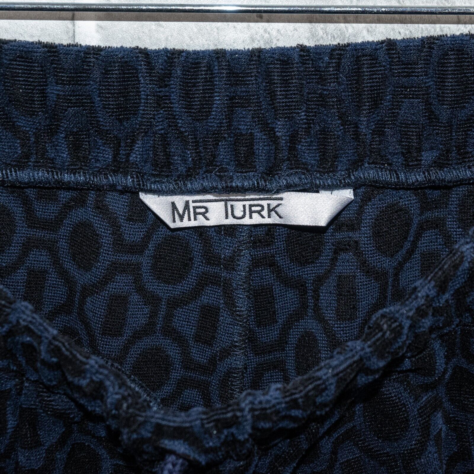 Mr Turk MR TURK Navy Blue Drawstring Pants Geo Print terry ankle Zip Size US 32 / EU 48 - 2 Thumbnail