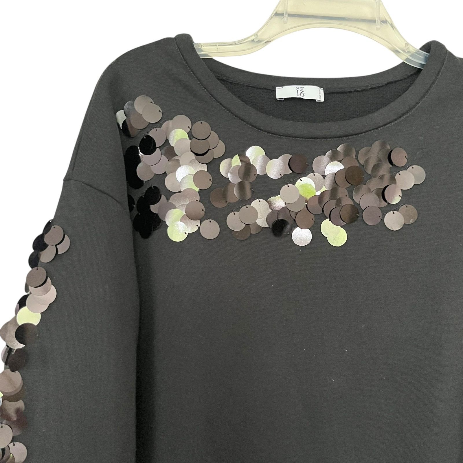 Other Sfizio Black Sequin Embellished Long Sleeve Sweatshirt Size M / US 6-8 / IT 42-44 - 3 Thumbnail