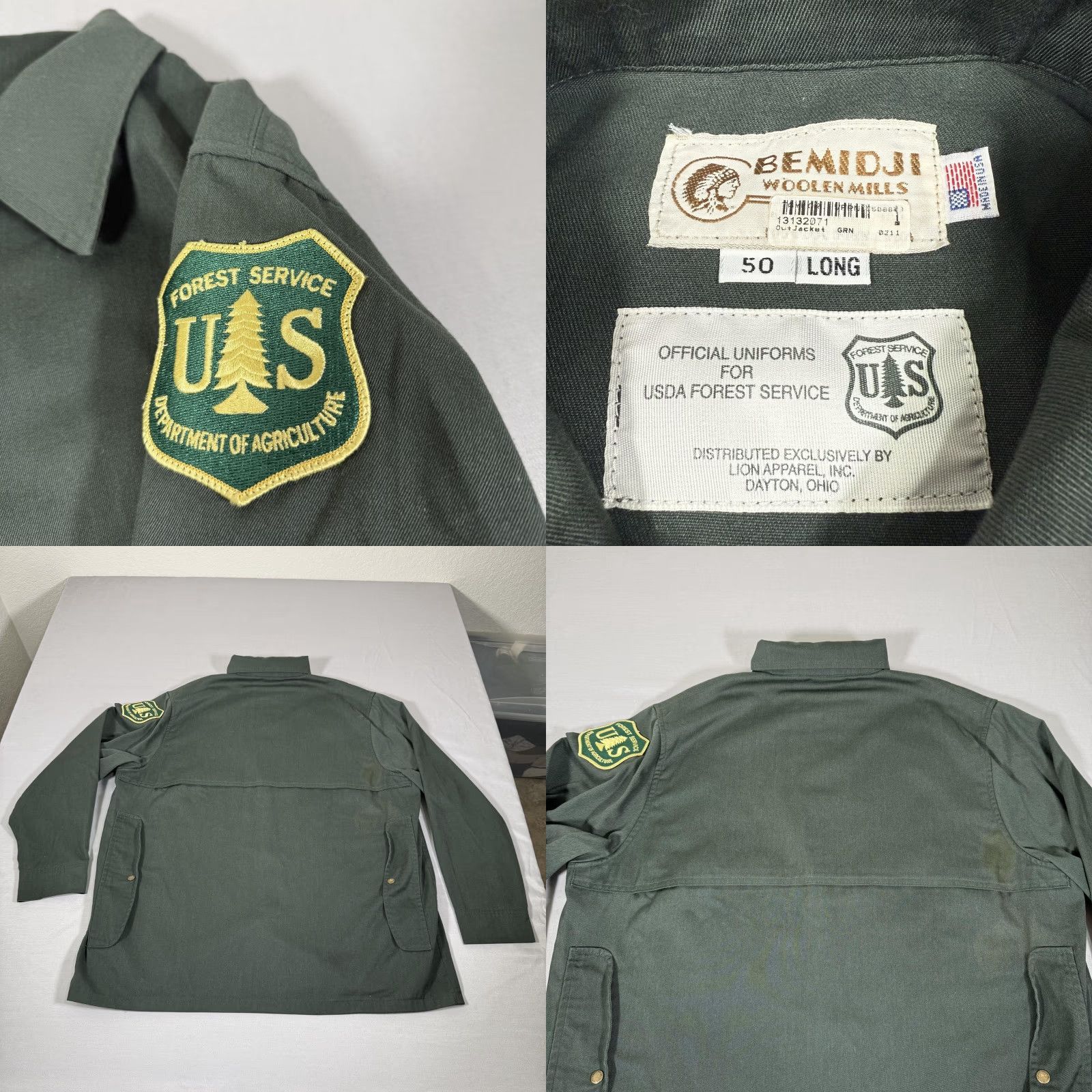 Vintage VINTAGE Bemidji Woolen Mills Jacket 50 Long Green Forest Service Uniform Mackinaw Mens Size US M / EU 48-50 / 2 - 8 Thumbnail
