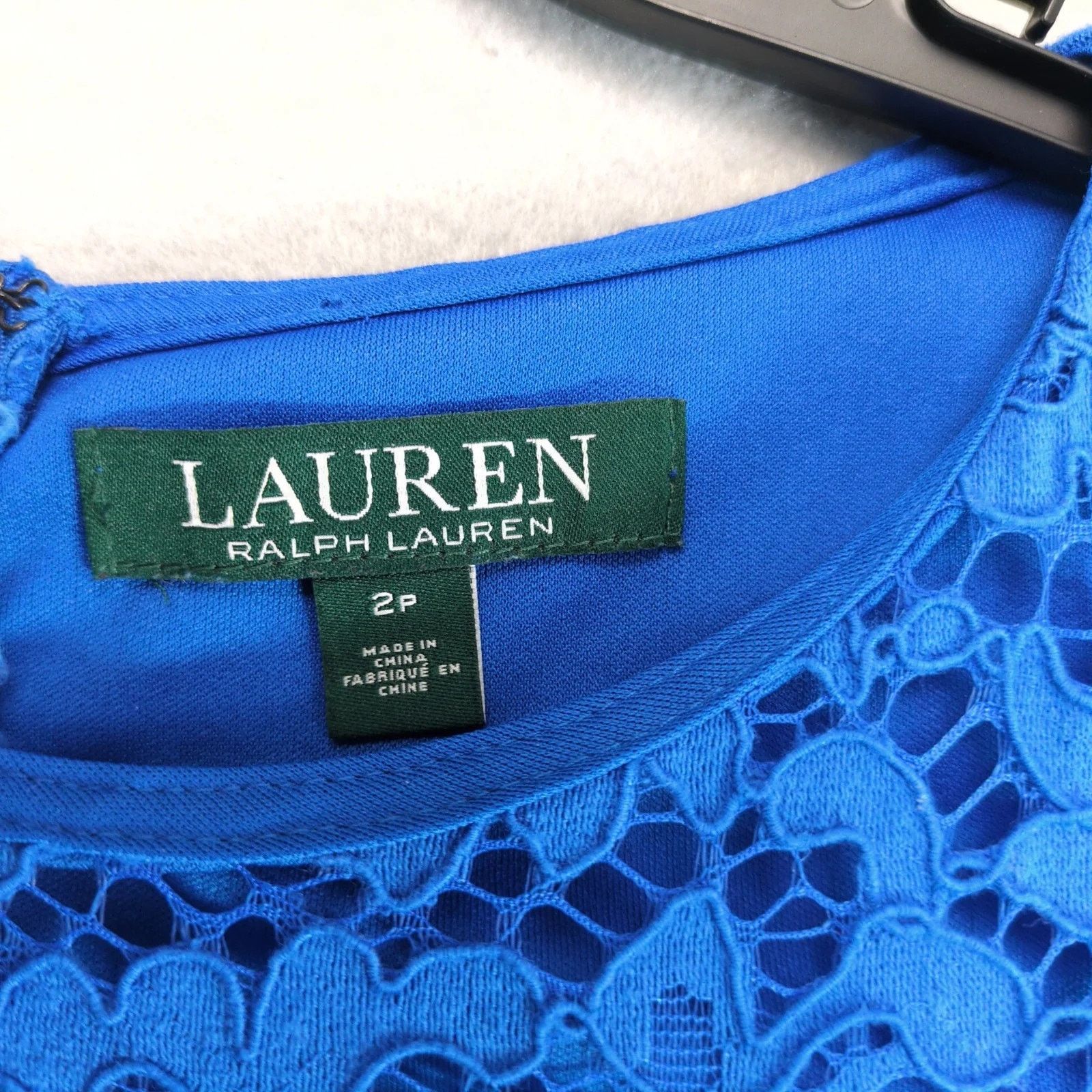 Ralph Lauren LRL Ralph Lauren Blue Crochet Lace Sheath Mini Dress Sz 2P Size XS / US 0-2 / IT 36-38 - 3 Thumbnail