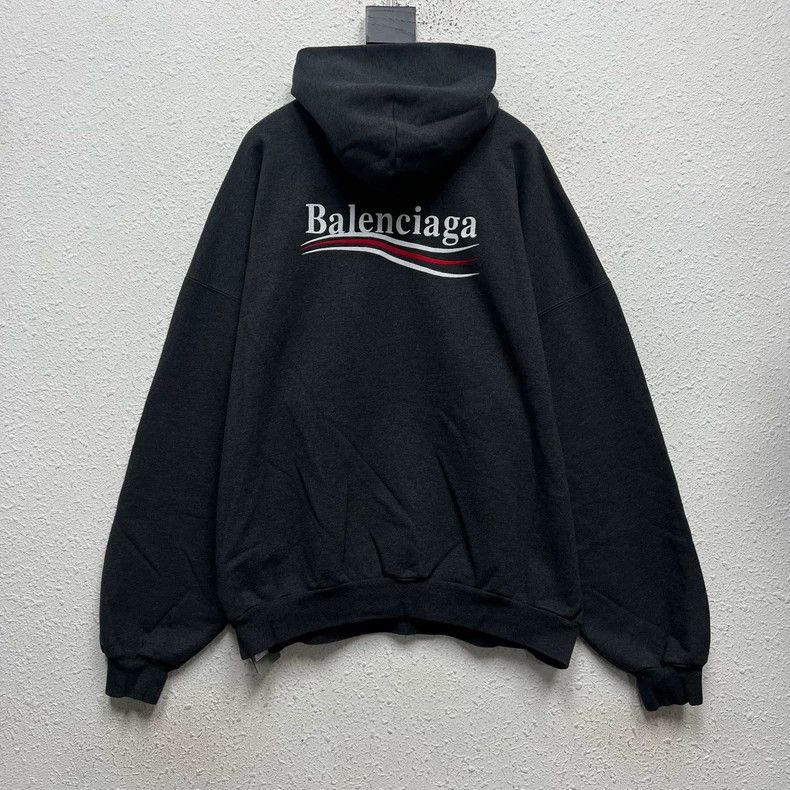 Balenciaga Balenciaga Charcoal grey embroidered cola sea wave hoodie Size US M / EU 48-50 / 2 - 2 Thumbnail