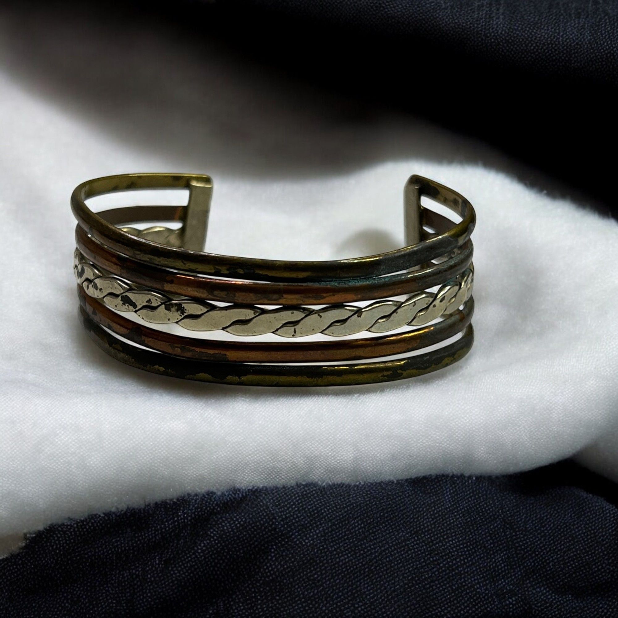 Vintage Vintage Mixed Metal Copper & Brass Open Cuff Bracelet Size ONE SIZE - 1 Thumbnail
