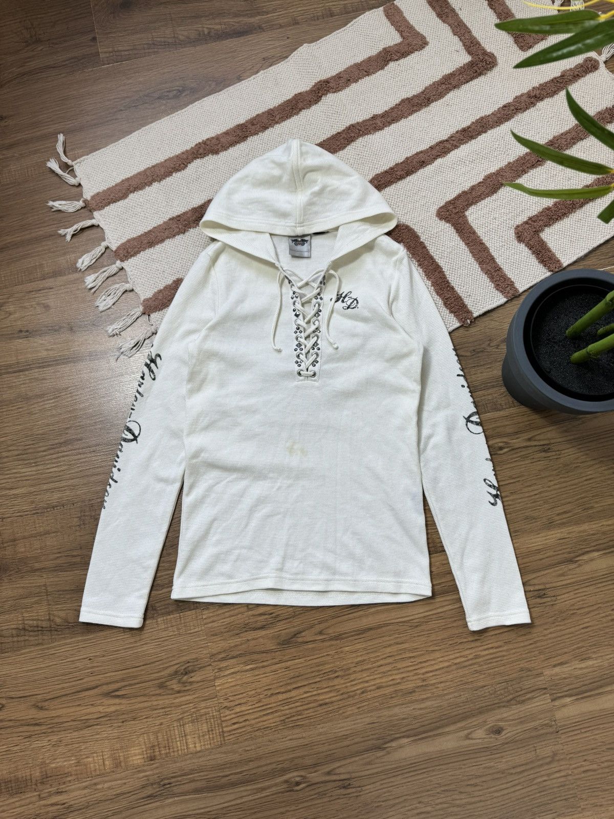 Harley Davidson HARLEY DAVIDSON VINTAGE Y2K HOODED LONG SLEEVE Size L / US 10 / IT 46 - 1 Thumbnail