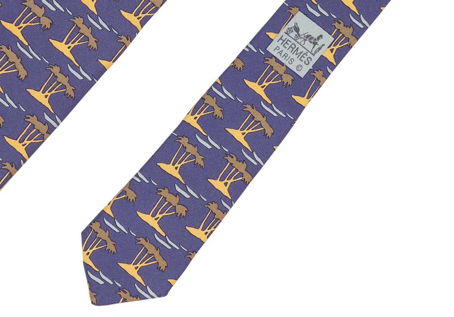 Hermes Silk Tie with Palm Pattern in Purple Size ONE SIZE - 4 Thumbnail