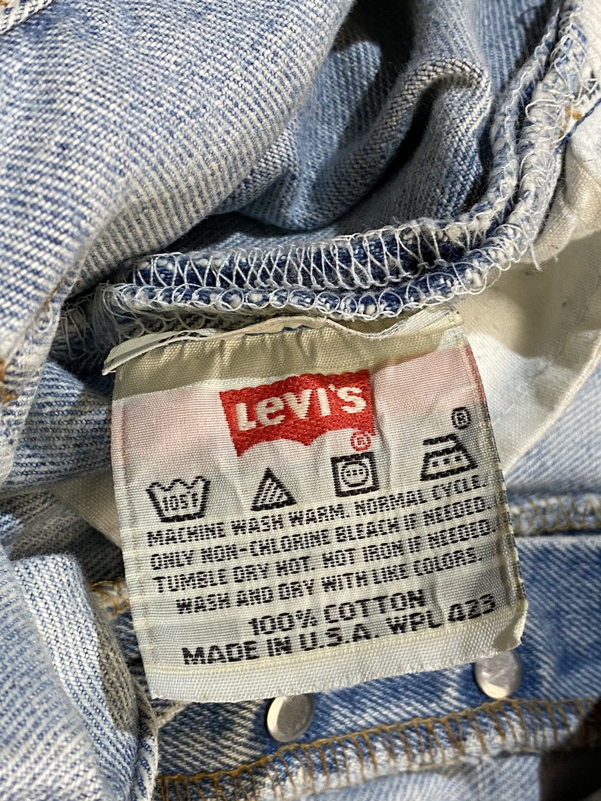 Levi's × Vintage WASHED BLUE 501 LEVIS RINDEM CUSTOM STUDS RHINESTONE Size US 33 - 14 Thumbnail