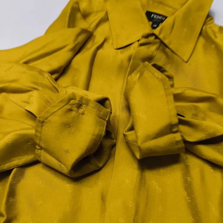 Fendi FENDI Yellow Logo Long Sleeve Shirt -2507 Size US M / EU 48-50 / 2 - 7 Thumbnail