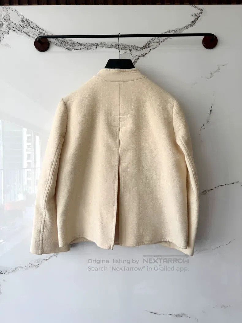 Hermes Hermes White Pig Nose Cashmere V-Neck Silver Button Jacket Size XXS / US 00 / IT 34 - 4 Thumbnail
