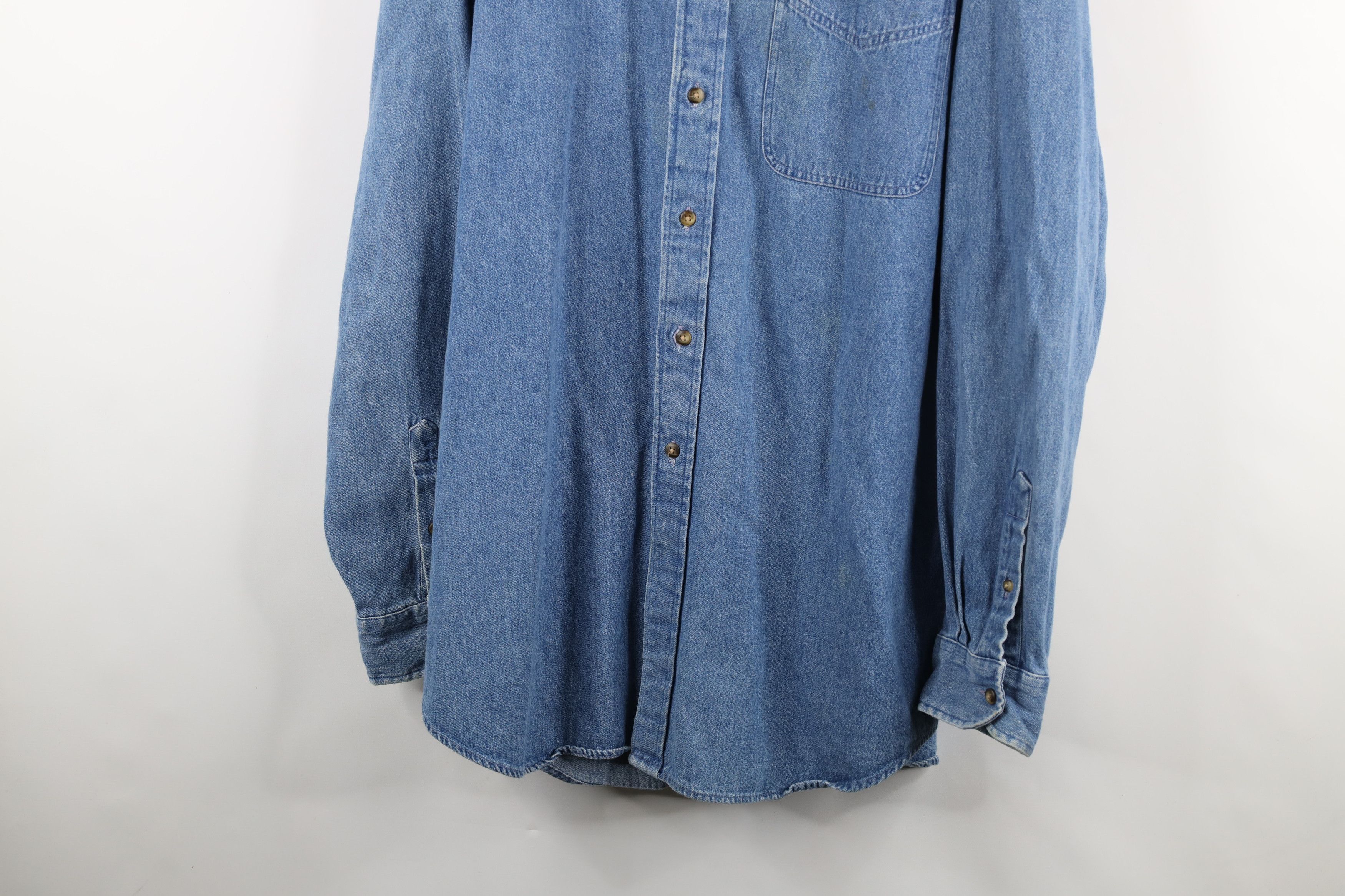 Vintage Vintage 90s Streetwear Heavy Denim Jean Button Down Shirt Size US XL / EU 56 / 4 - 3 Thumbnail