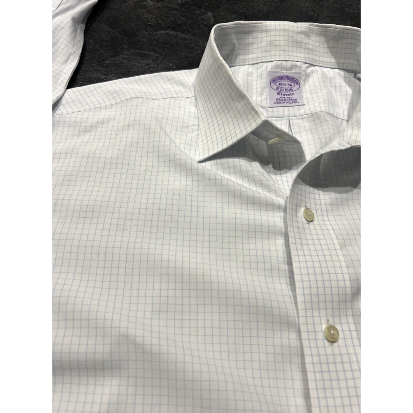 Brooks Brothers Brooks Brothers Dress Shirt Men’s 16.5/36 Long Sleeve Plaid Button Up Cotton Blue Check Mens Size 42R - 4 Thumbnail