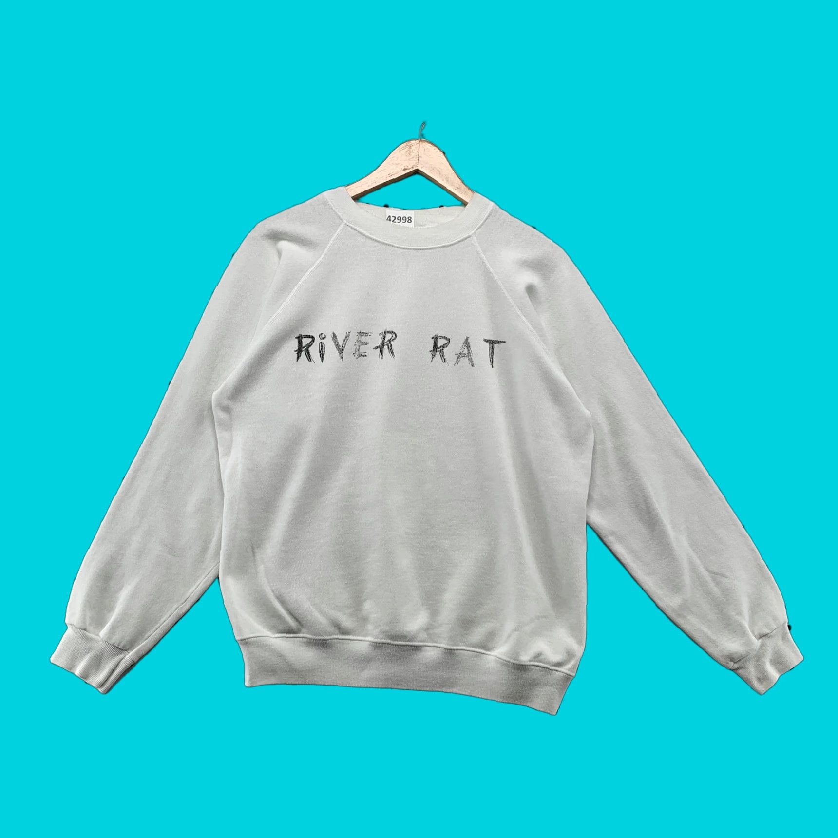 Hanes VINTAGE Hanes River Rat Sweatshirt Mens XL White Pullover 80s USA Made Crew Neck Fleece Cotton/Polyester Size US XL / EU 56 / 4 - 1 Thumbnail