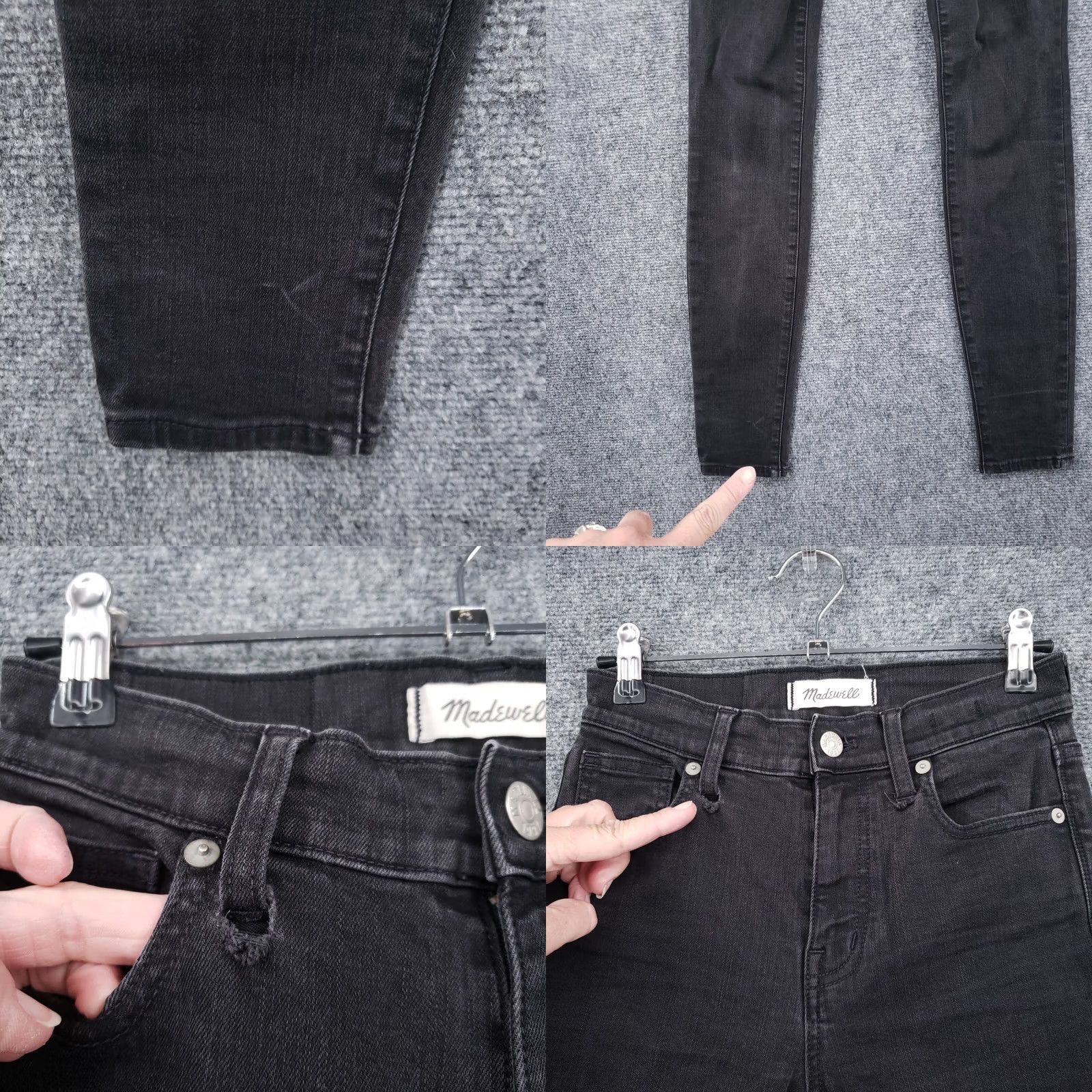 Madewell Madewell Jeans Womens 25 Gray Skinny Stretch High Riser Dark Wash Zip Fly Denim Size 42" / US 20 - 8 Thumbnail