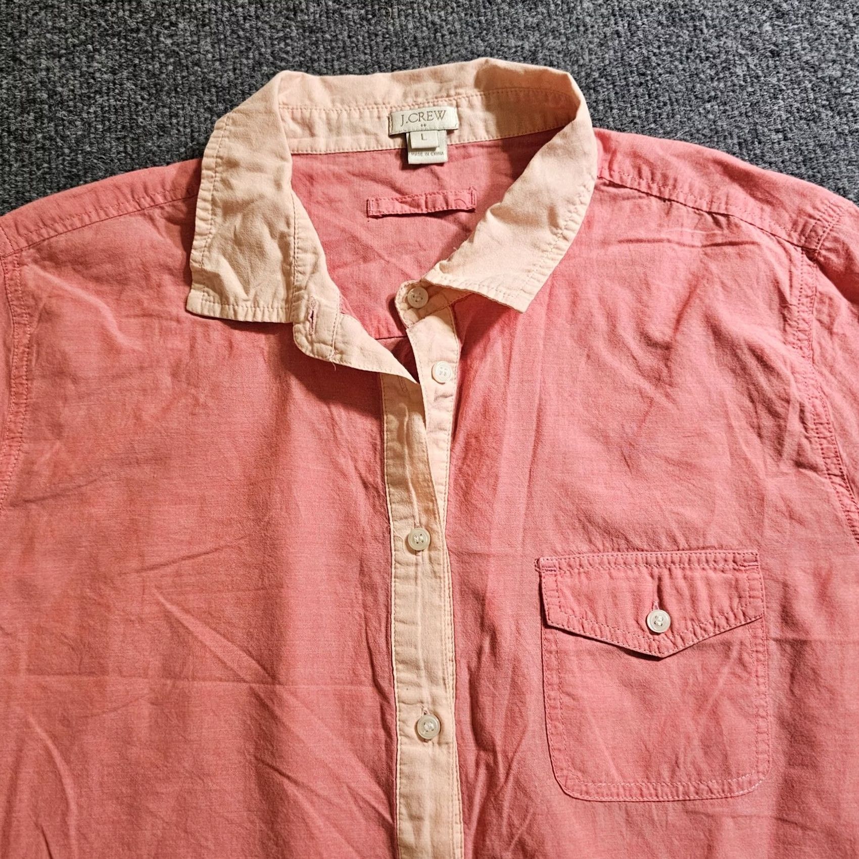 J.Crew J.CREW Blouse Shirt Colorblock Pink Long Sleeve 1/4 Button Fall Womens L Tunic Casual Career Tunic Size L / US 10 / IT 46 - 2 Thumbnail
