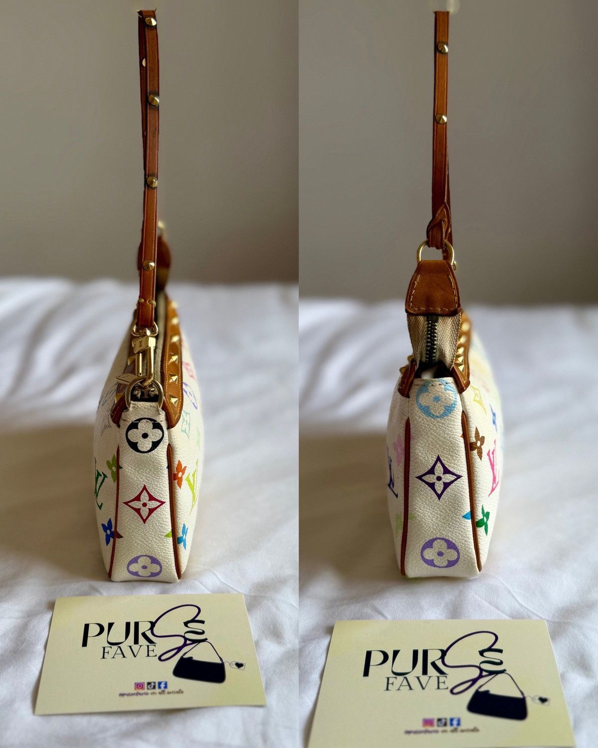 Louis Vuitton × Takashi Murakami Louis Vuitton Takashi Murakami White Multicolor Pochette Bag Size ONE SIZE - 9 Thumbnail
