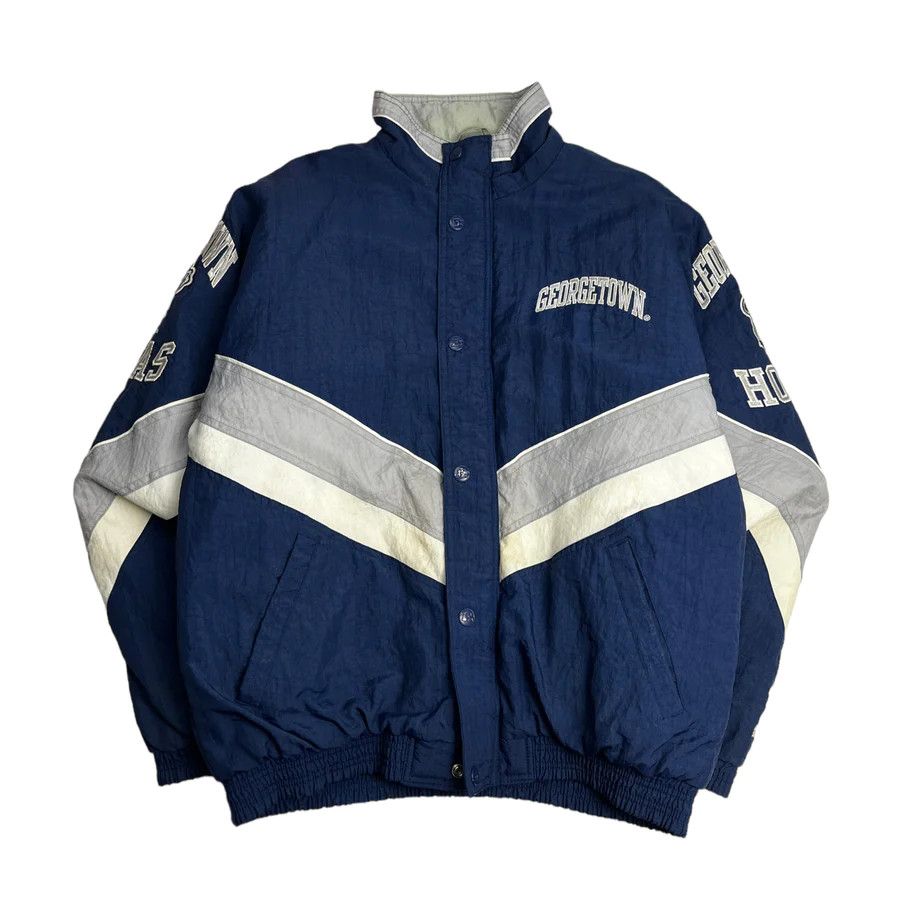 Image of Vintage Georgetown Hoyas Starter Jacket in Navy Blue, Men's (Size Large)