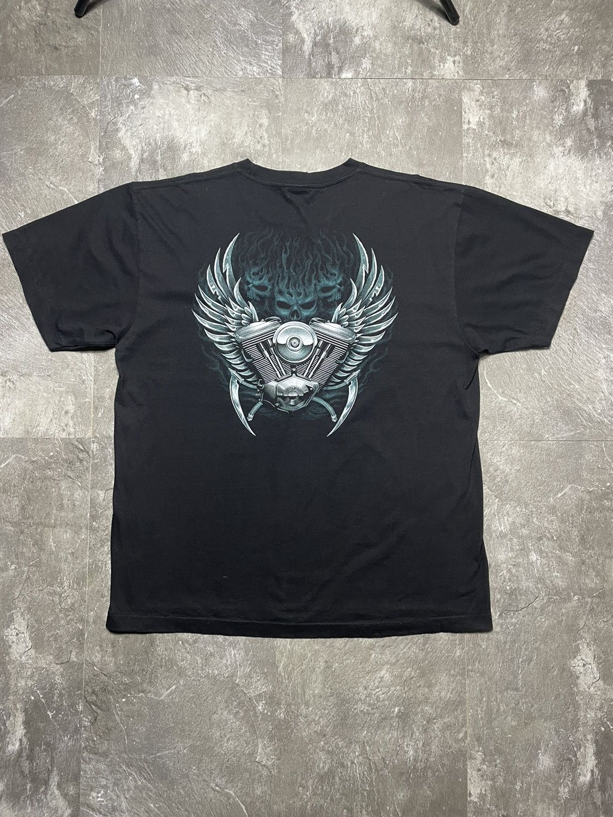 Harley Davidson Feel The Thunder Oeagle Harley Davidson Bike Skulls T Shirt Size US XL / EU 56 / 4 - 7 Thumbnail