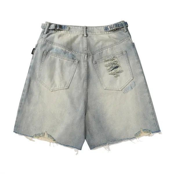 Japanese Brand Heavy punk distressed washed ripped denim shorts y2k Size US 32 / EU 48 - 2 Thumbnail