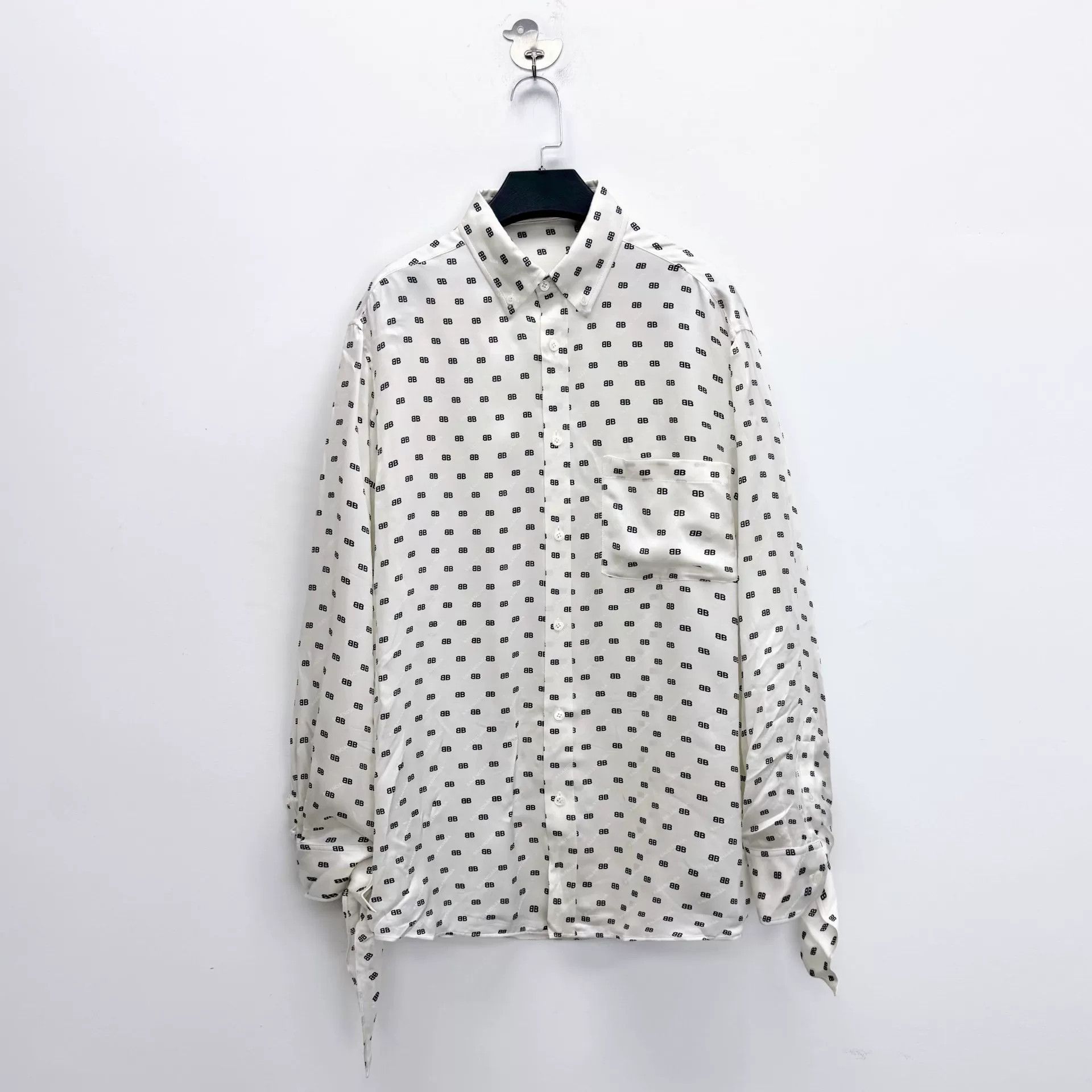 Balenciaga Balenciaga Silk Logo Long Sleeve Shirt Size US XXS / EU 40 - 1 Thumbnail