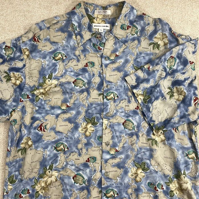 Vintage Tropical Fish Button Down Shirt Size XL