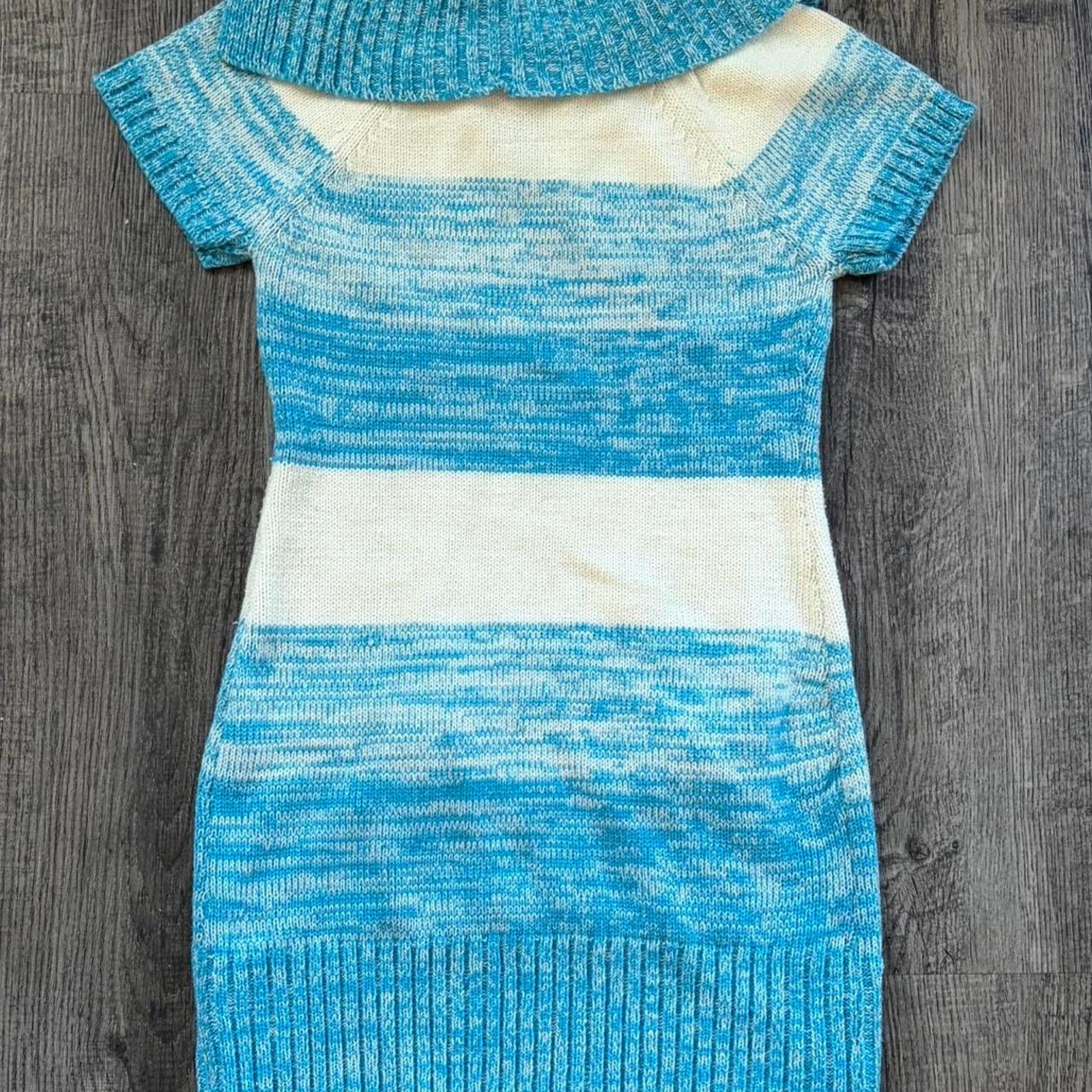 Other Blue & White Vintage Dollhouse Knit Mini Dress Size S / US 4 / IT 40 - 3 Thumbnail