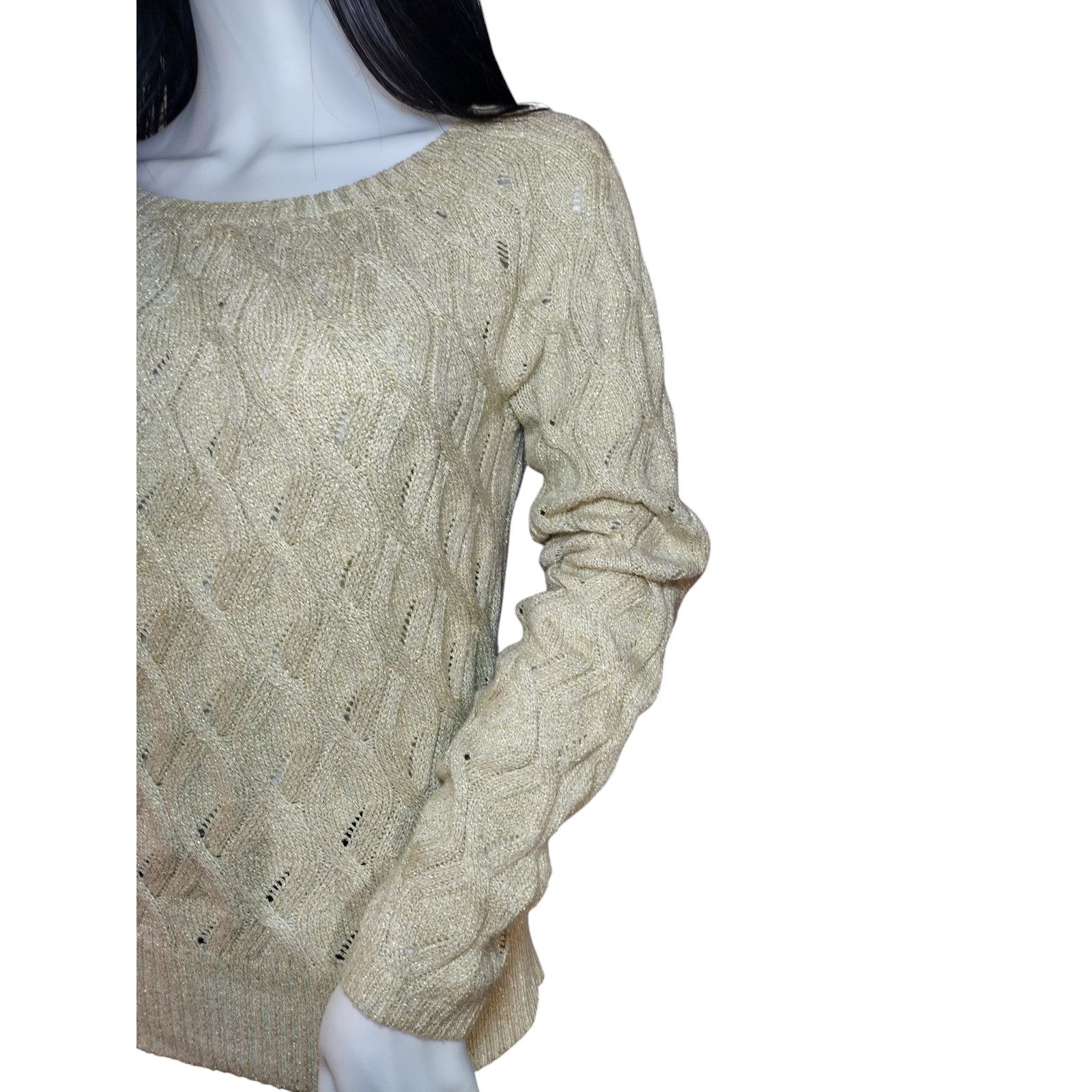 Ann Taylor NWOT Ann Taylor LOFT Sweater Lg Sleeve Crew Neck Gold Sz Md Size M / US 6-8 / IT 42-44 - 3 Thumbnail