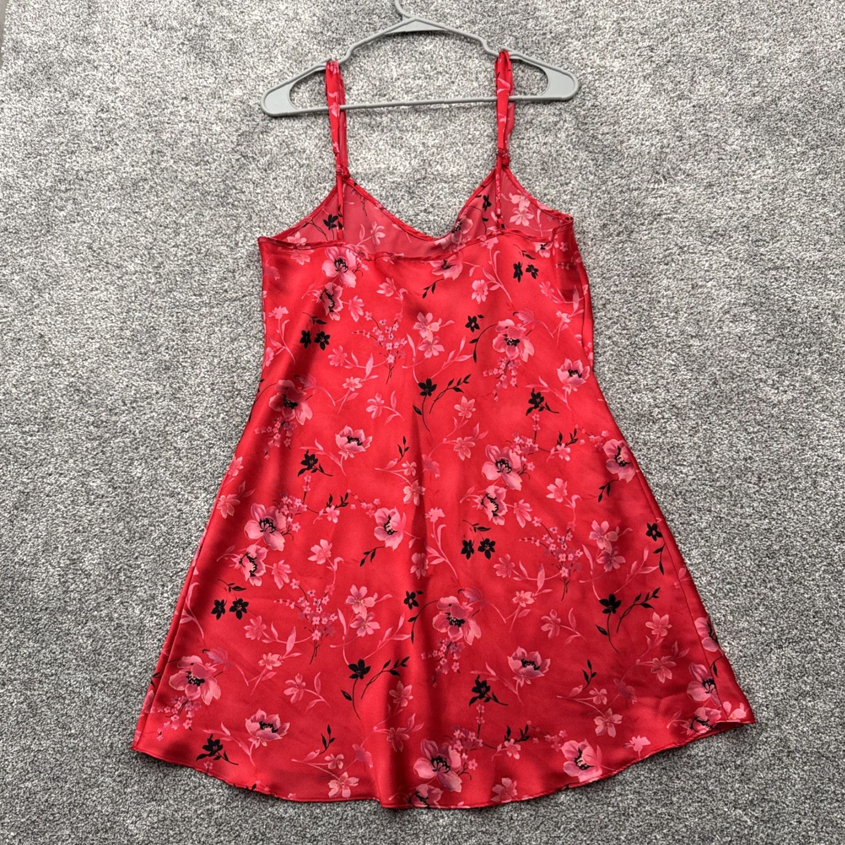 Vintage Andrea Viccaro Intimates Sleepwear Gown Sleeveless V-Neck Floral Satin Red L Womens Size ONE SIZE - 6 Thumbnail