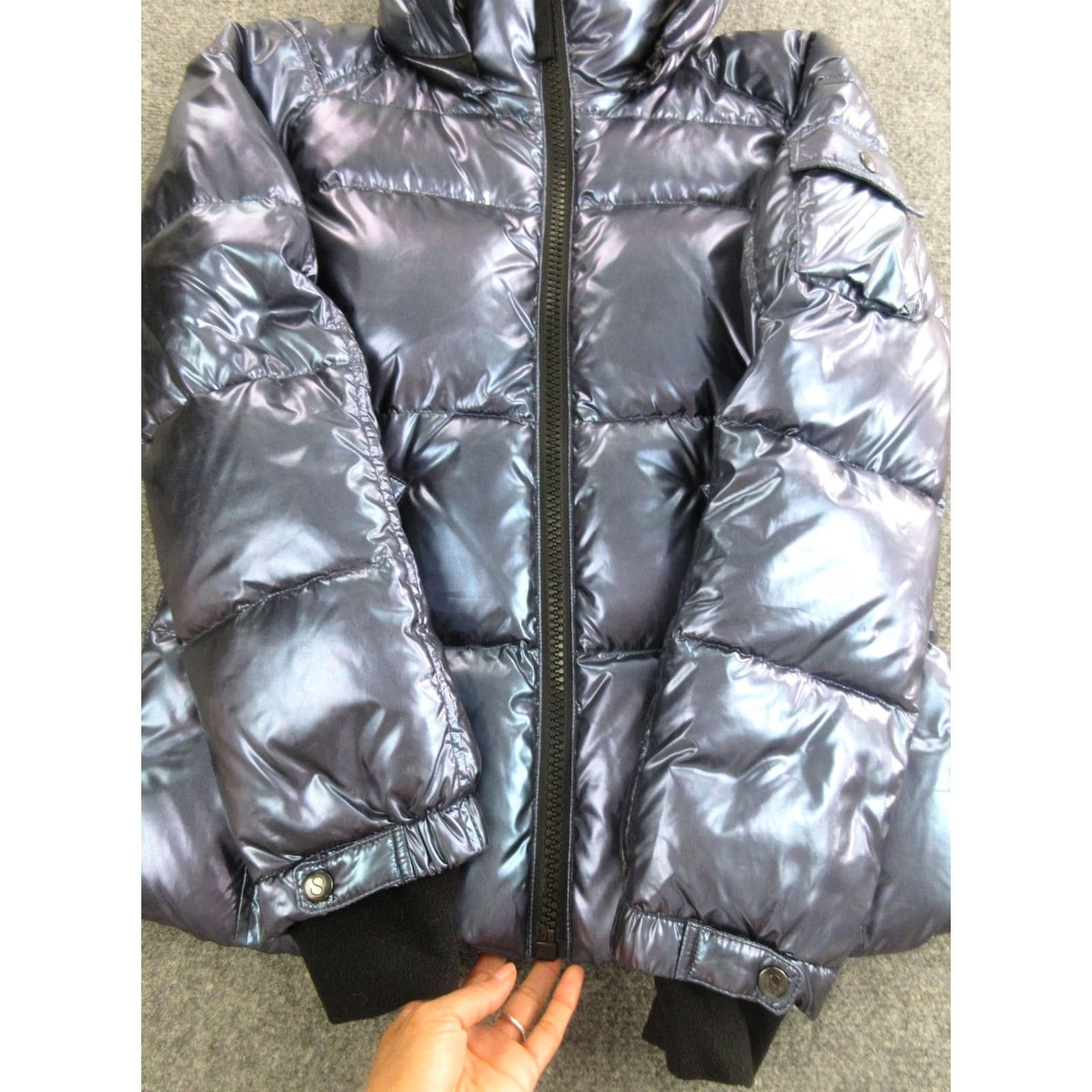 Vintage S13 New York Jacket Womens Small Blue Down Puffer Hooded Full Zip Elastic Waist Size S / US 4 / IT 40 - 2 Thumbnail