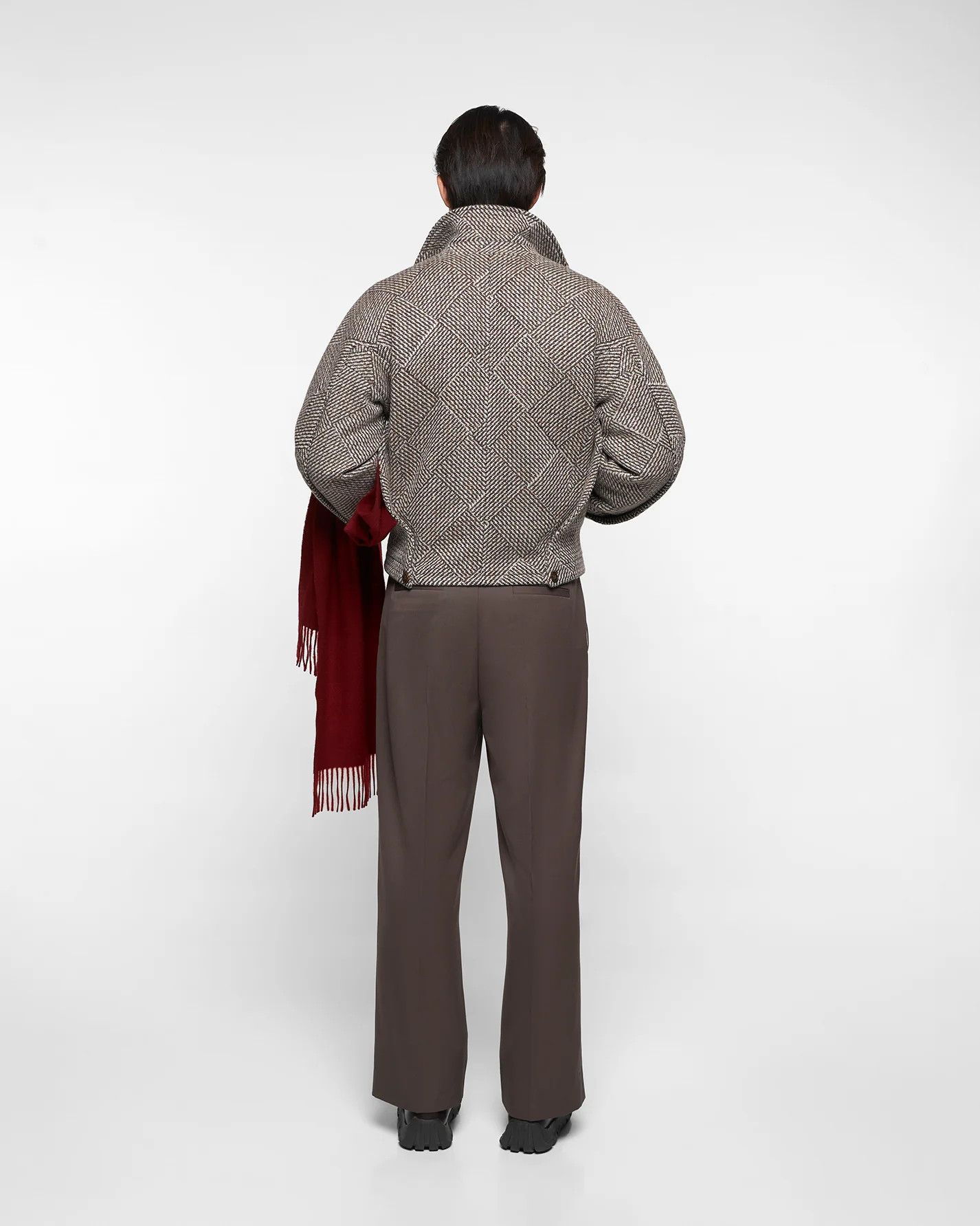 Ojardorf 💚 O. FILES Chess Wool Jacket in Mocha/Cream Small NEW Size US S / EU 44-46 / 1 - 11 Thumbnail