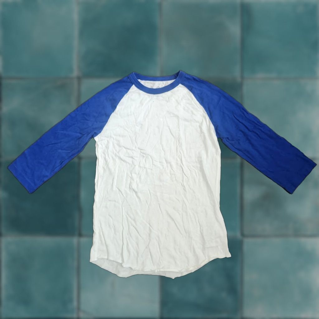 Adidas Adidas T-Shirt Raglan 3/4 Sleeve Mens Junior Medium Blue White Crew Neck Multicolor Cotton Shirt Tee Size US M / EU 48-50 / 2 - 1 Thumbnail