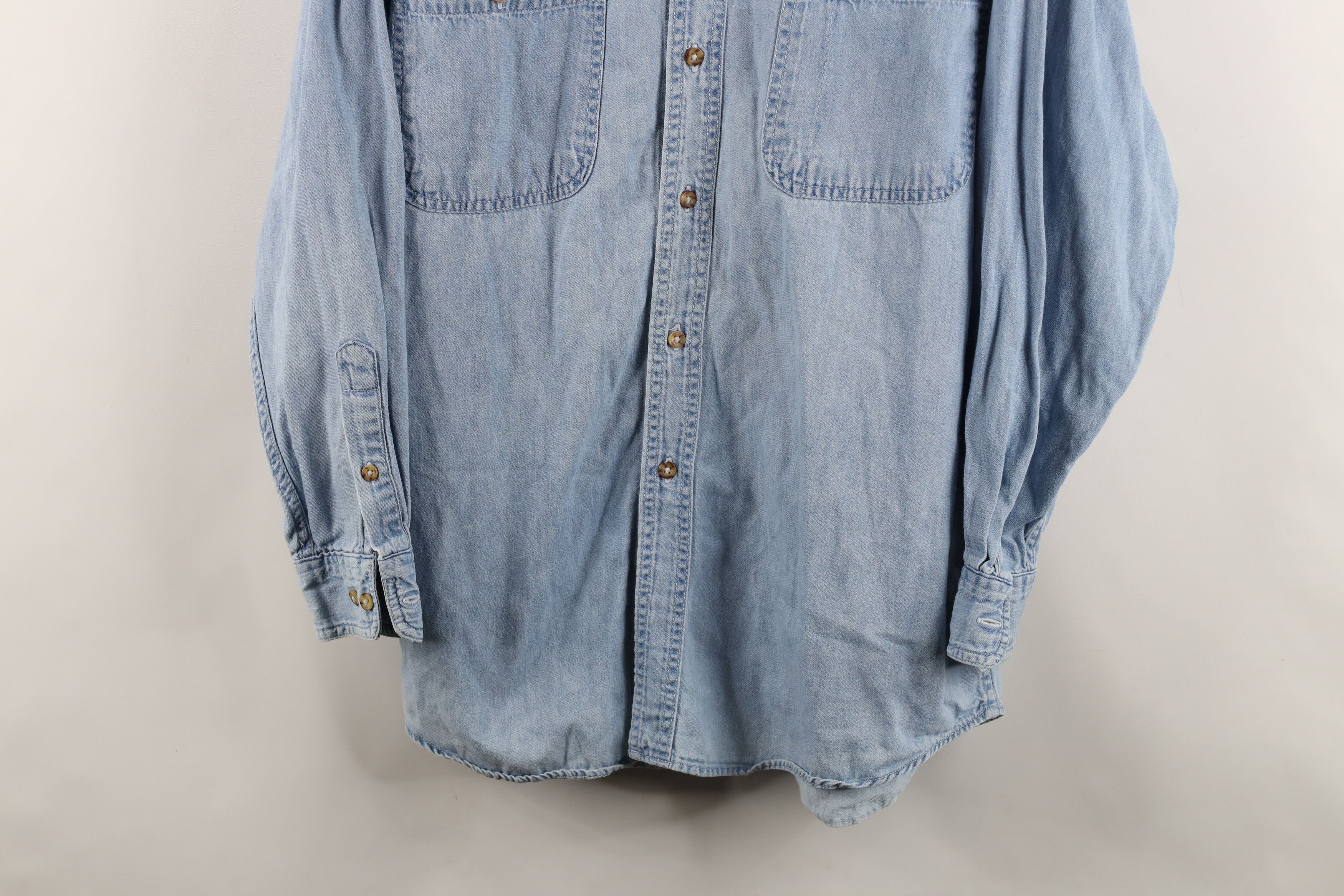 Vintage Vintage 90s Streetwear Denim Jean Collared Button Down Shirt Size US S / EU 44-46 / 1 - 3 Thumbnail