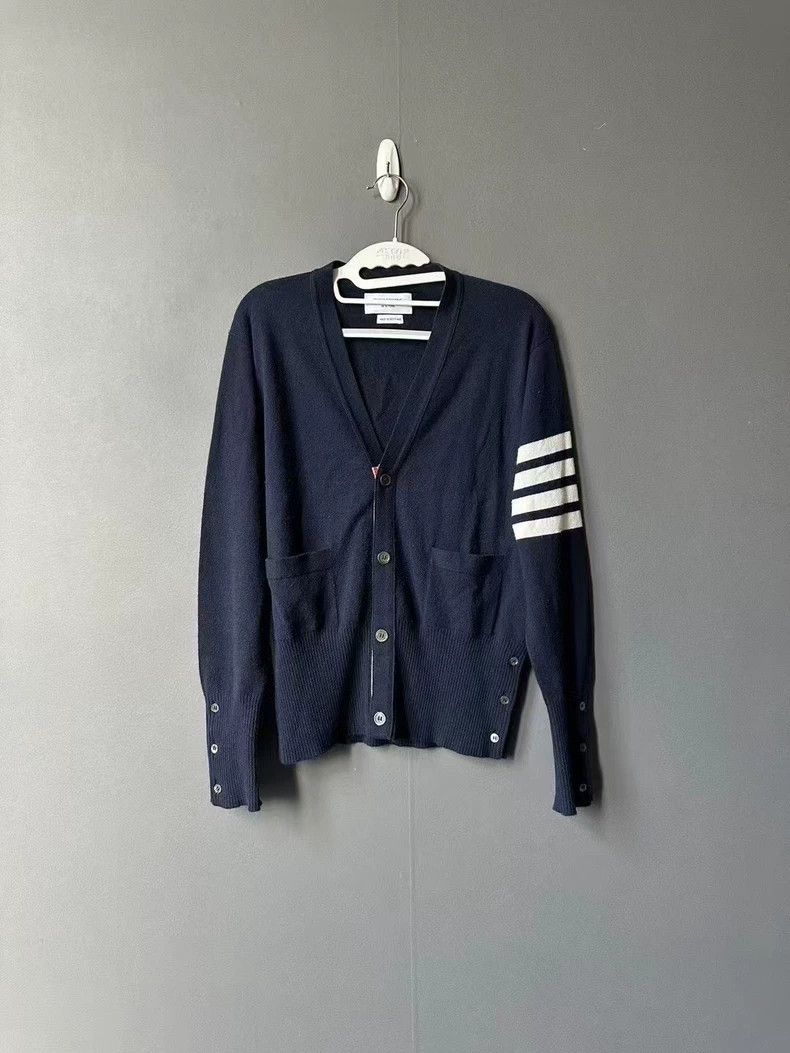 Thom Browne Blue Cashmere Cardigan by Thom Browne-dmc Size US M / EU 48-50 / 2 - 1 Thumbnail