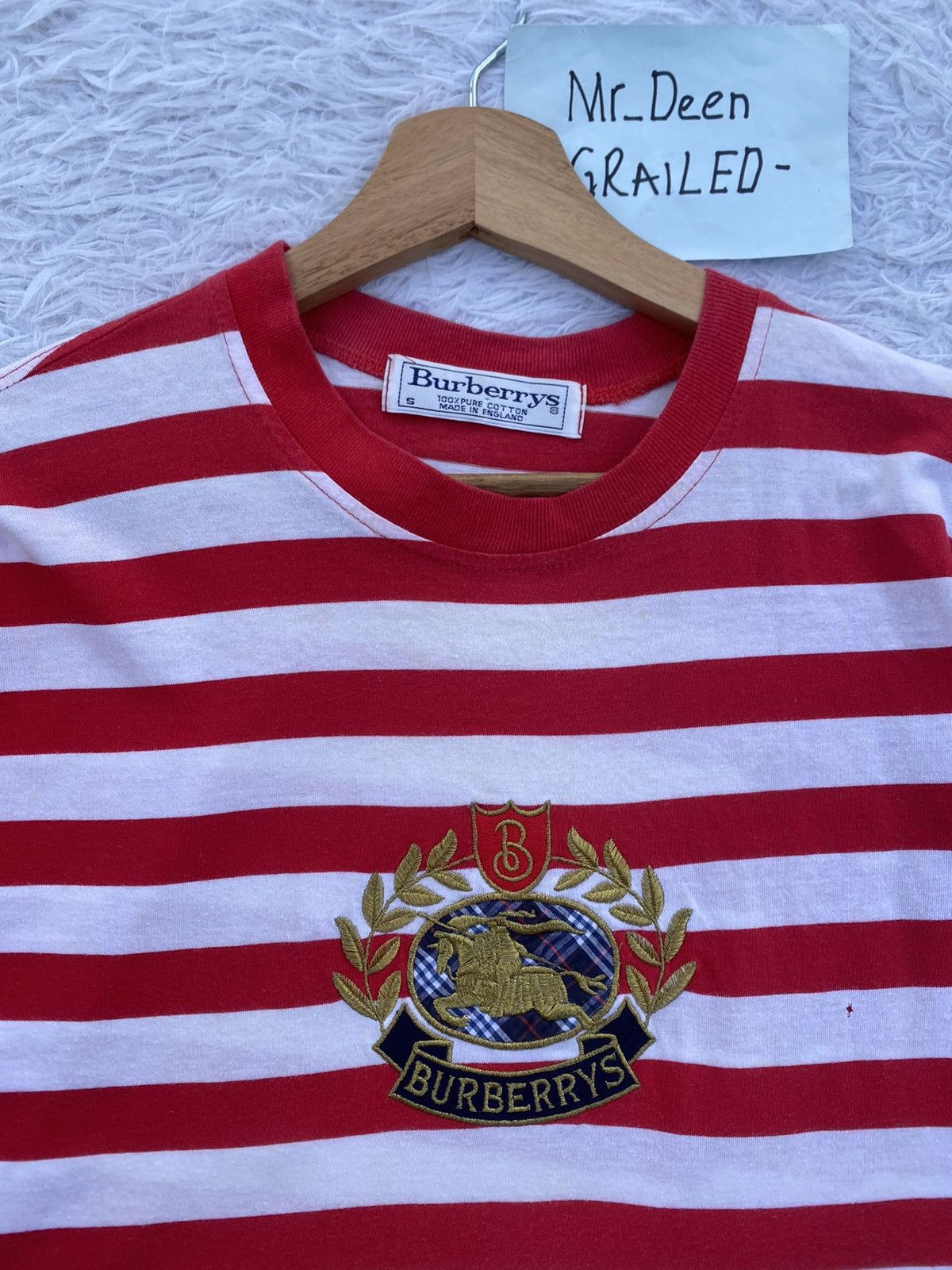 Burberry Rare Vintage Burberry Spellout Biglogo Stripes Tshirt Size US M / EU 48-50 / 2 - 8 Thumbnail