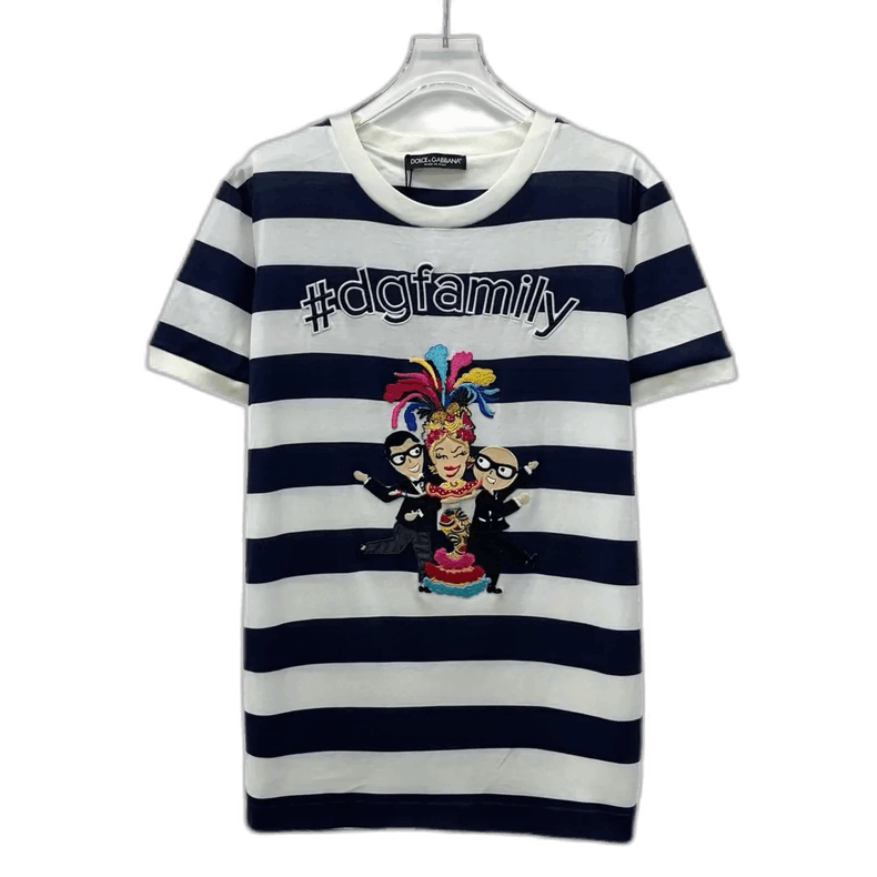 Dolce & Gabbana Dolce&Gabbana Striped Cartoon Embroidered T-Shirt Size US M / EU 48-50 / 2 - 1 Thumbnail