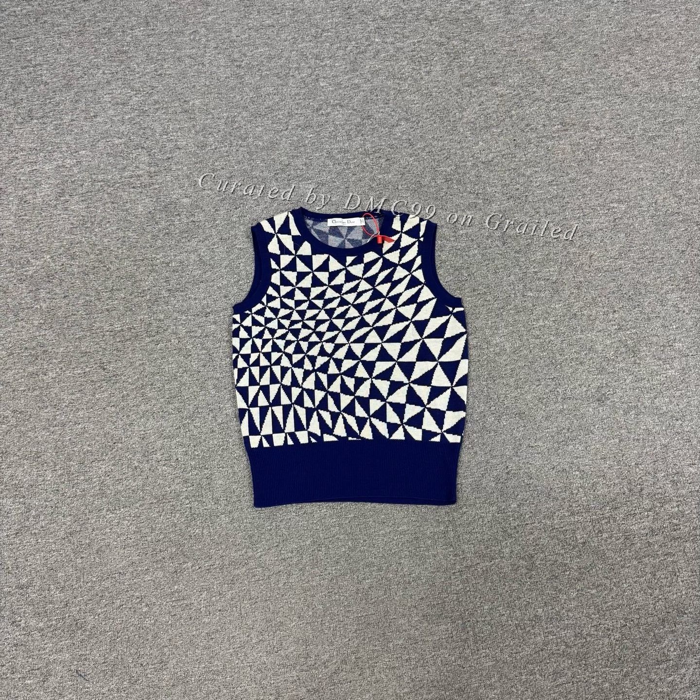 Dior Dior Blue White Geometric Sleeveless Knit Vest Size S / US 4 / IT 40 - 1 Thumbnail