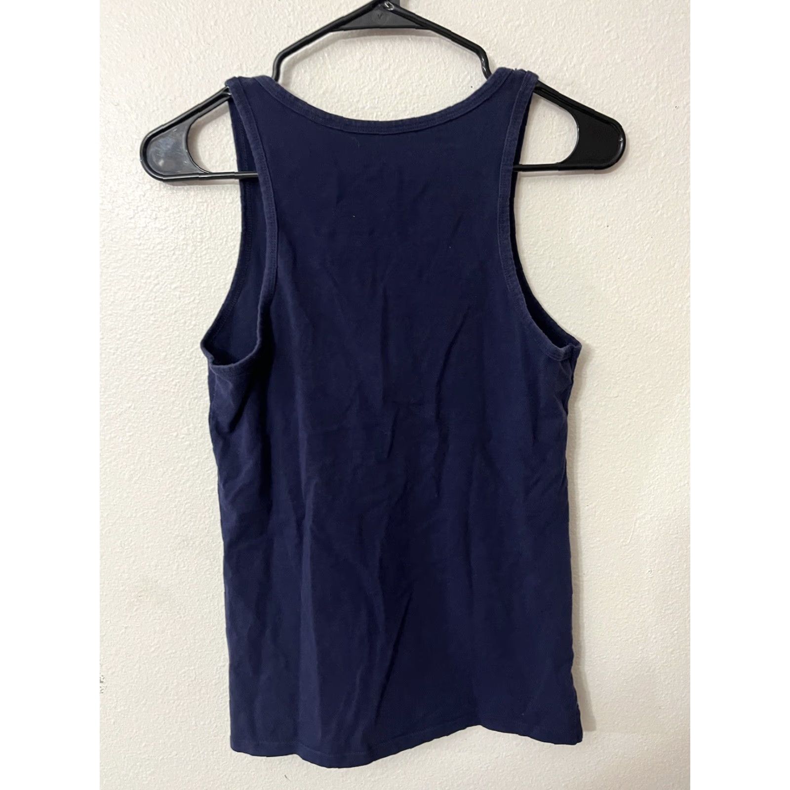 Tommy Hilfiger VINTAGE Tommy Hilfiger Tank Top Girls 10-12 Navy Blue Sleeveless Knit Cotton 100% Casual Shirt/Top Womens? Size L / US 10 / IT 46 - 2 Thumbnail