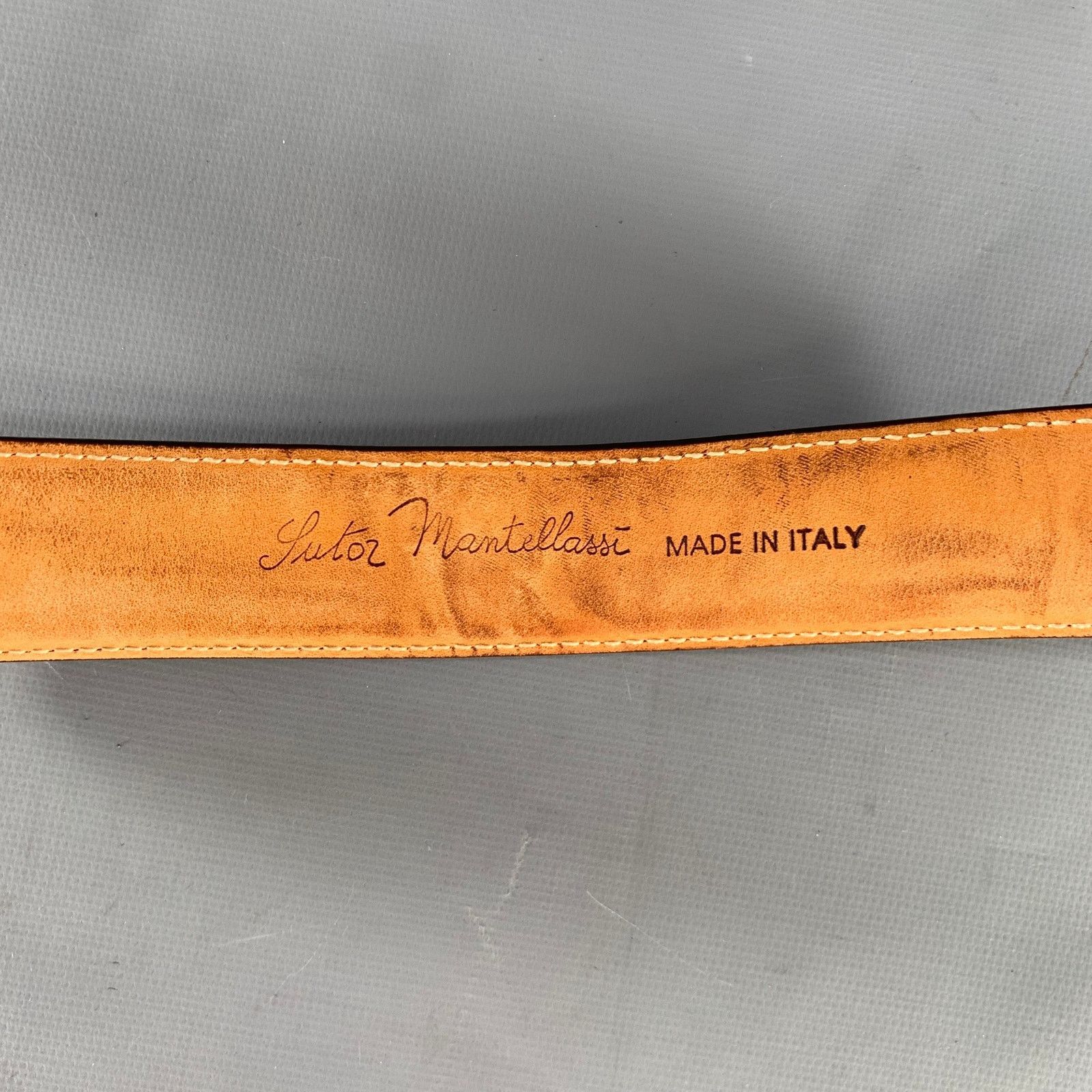 Sutor Mantellassi SUTOR MANTELLASSI Size 38 Camel Distressed Leather Belt Size 38 - 5 Thumbnail