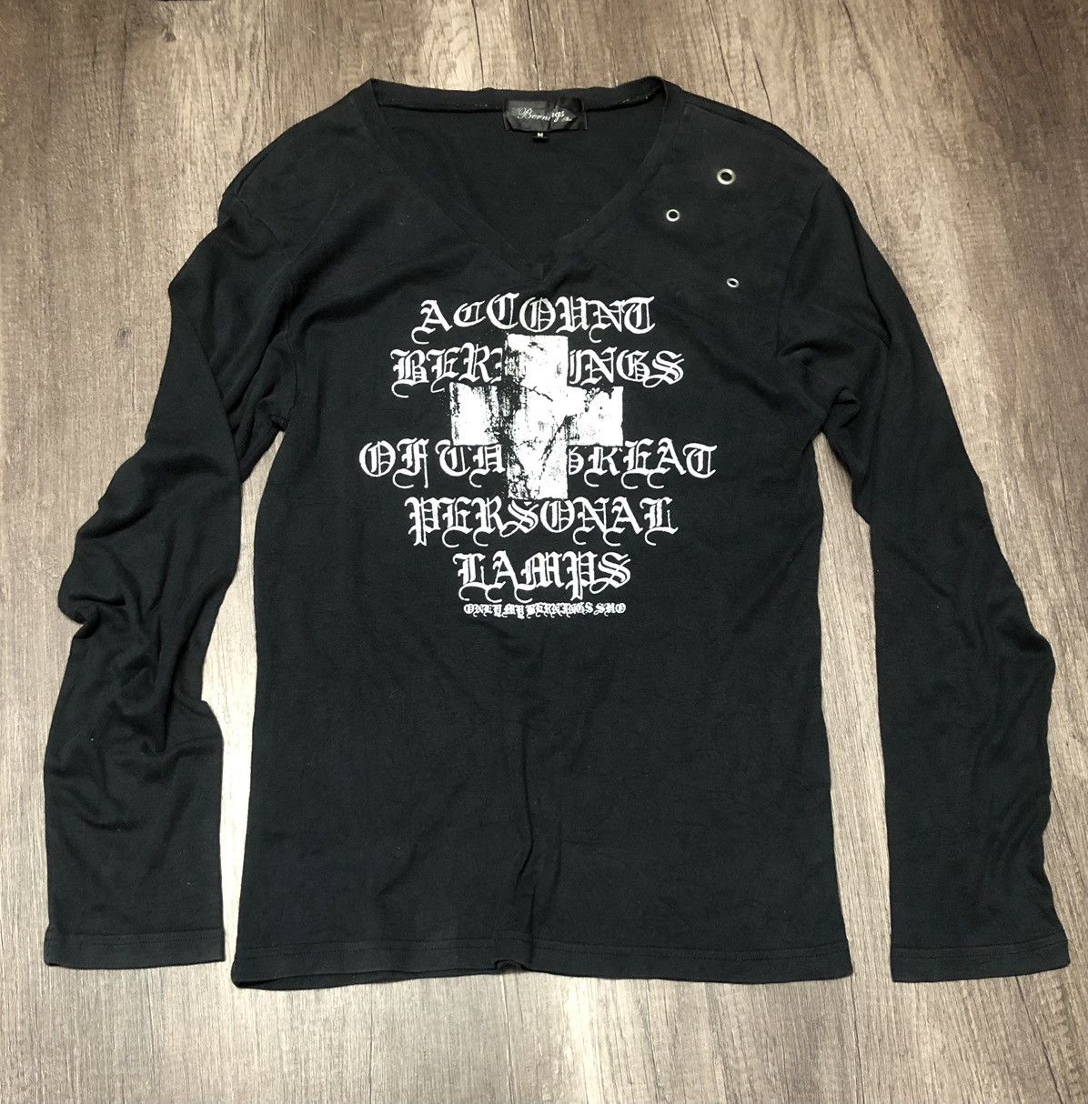 Japanese Brand Bernings Sho Black Label V Stitch Long Sleeve Tee Shirt Size US M / EU 48-50 / 2 - 5 Thumbnail